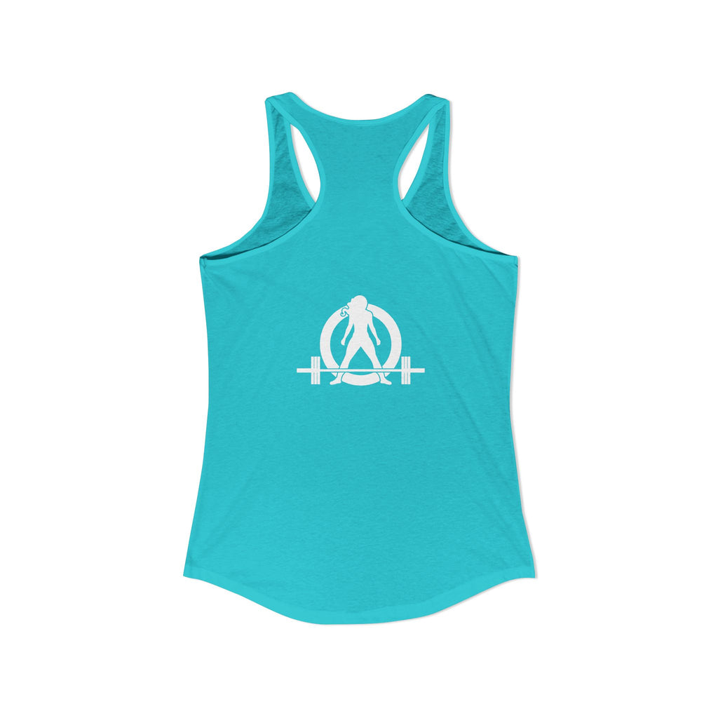 45 + 45 = 135 - Women's Ideal Racerback Tank - White Print Front & Back
