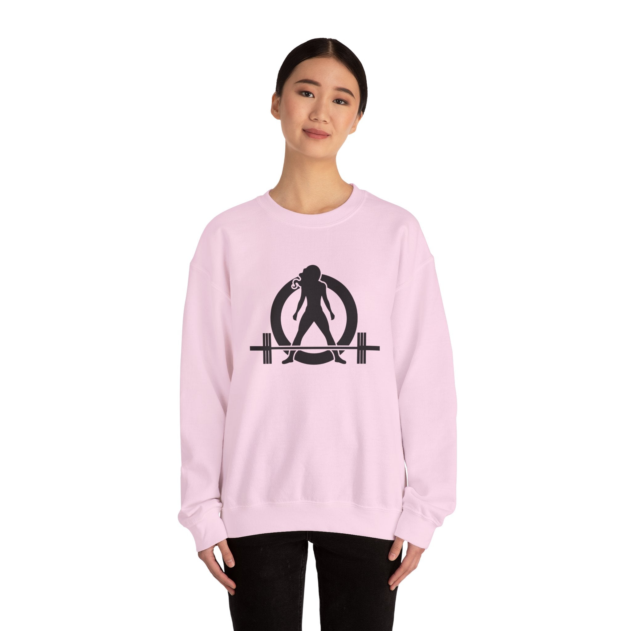 Lift Heavy Run Fast - Unisex Heavy Blend™ Crewneck Sweatshirt - Black Logo Front & Back