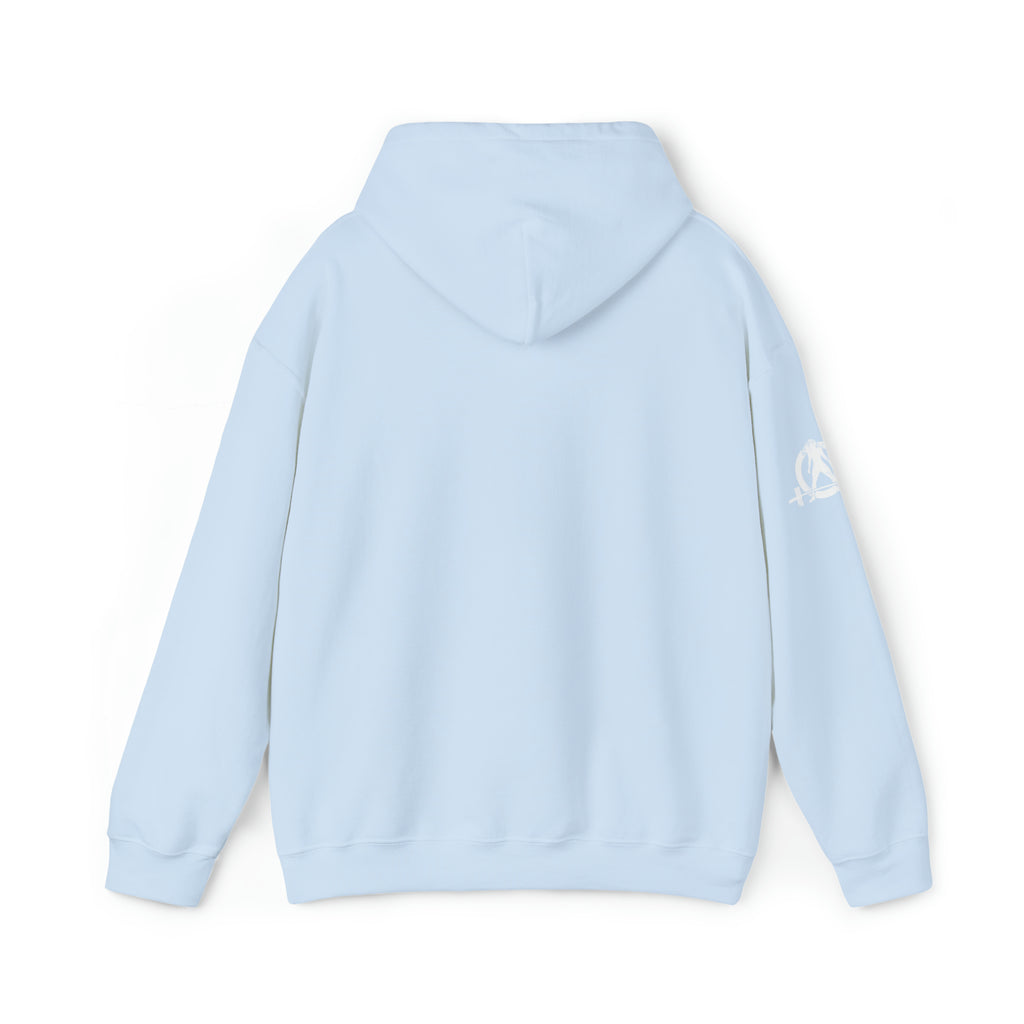 She is STRONG - Unisex Heavy Blend Hooded Sweatshirt - White Logo -  Plain Back