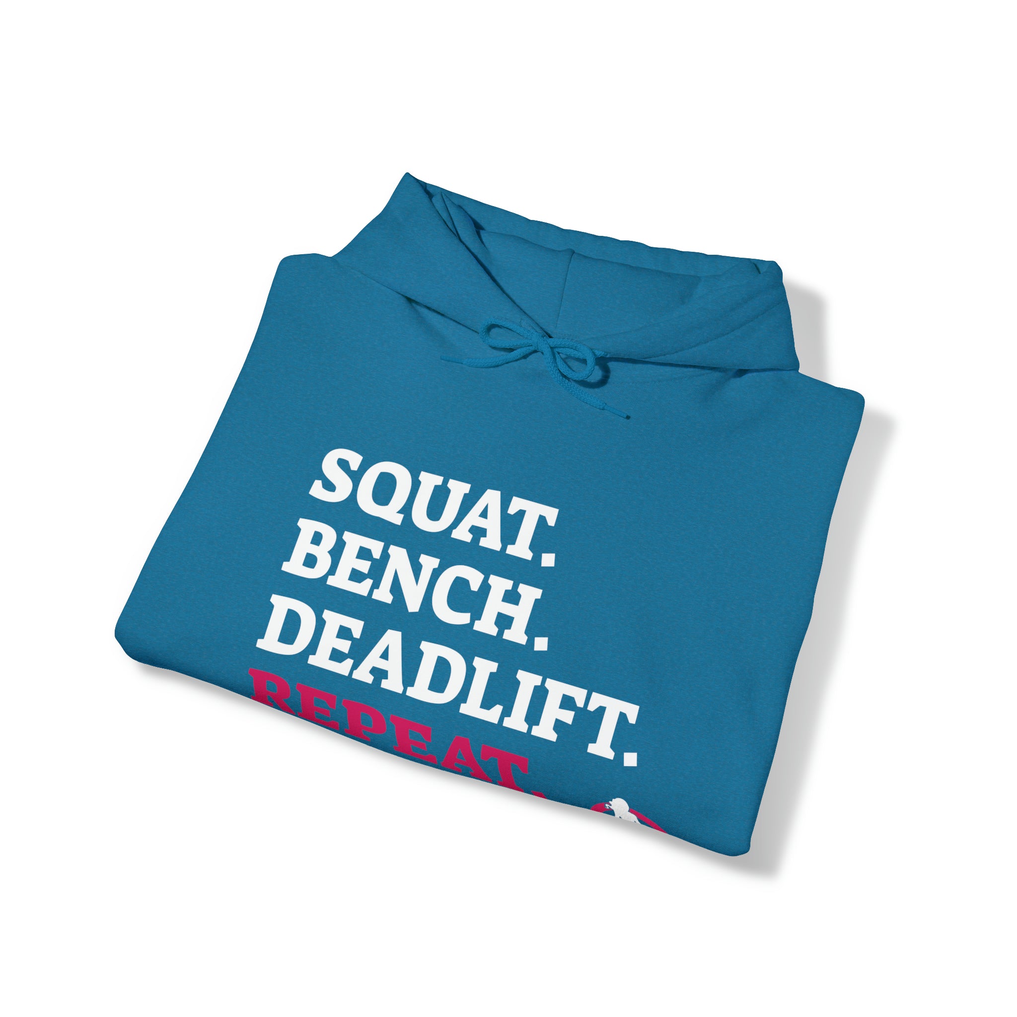Squat Bench Deadlift Repeat - Unisex Heavy Blend Hooded Sweatshirt - Dark WWLW Logo - Pink - Plain Black