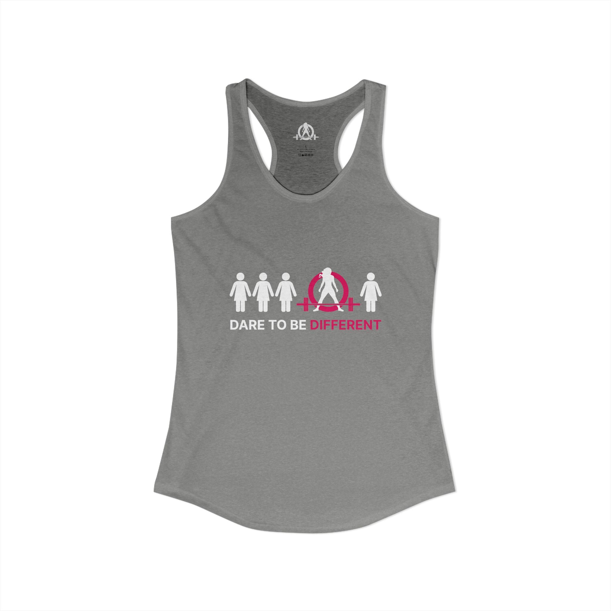 Dare To Be Different - Deadlift - Women's Ideal Racerback Tank - Front Logo