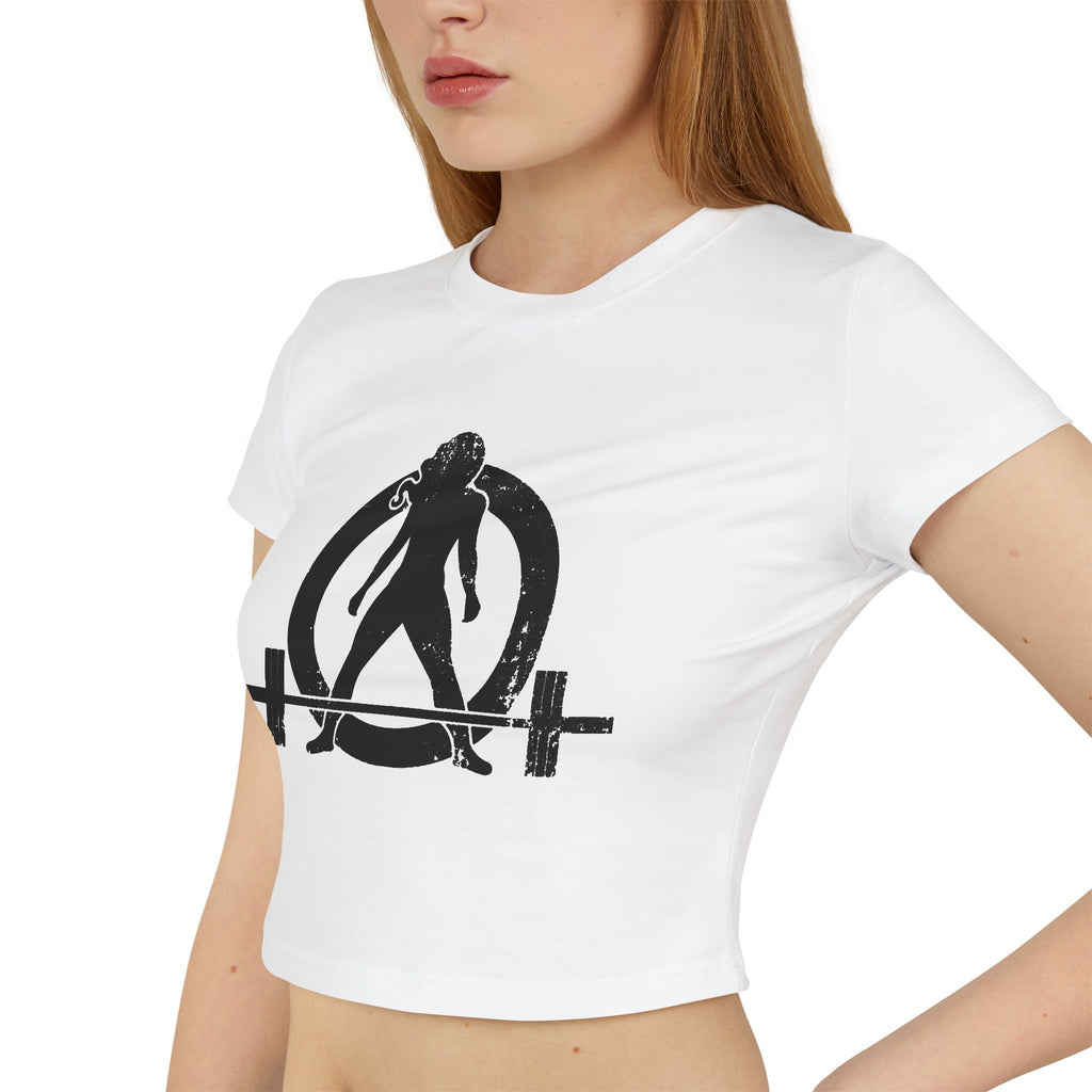 Women's Baby Tee - Black Distressed Logo