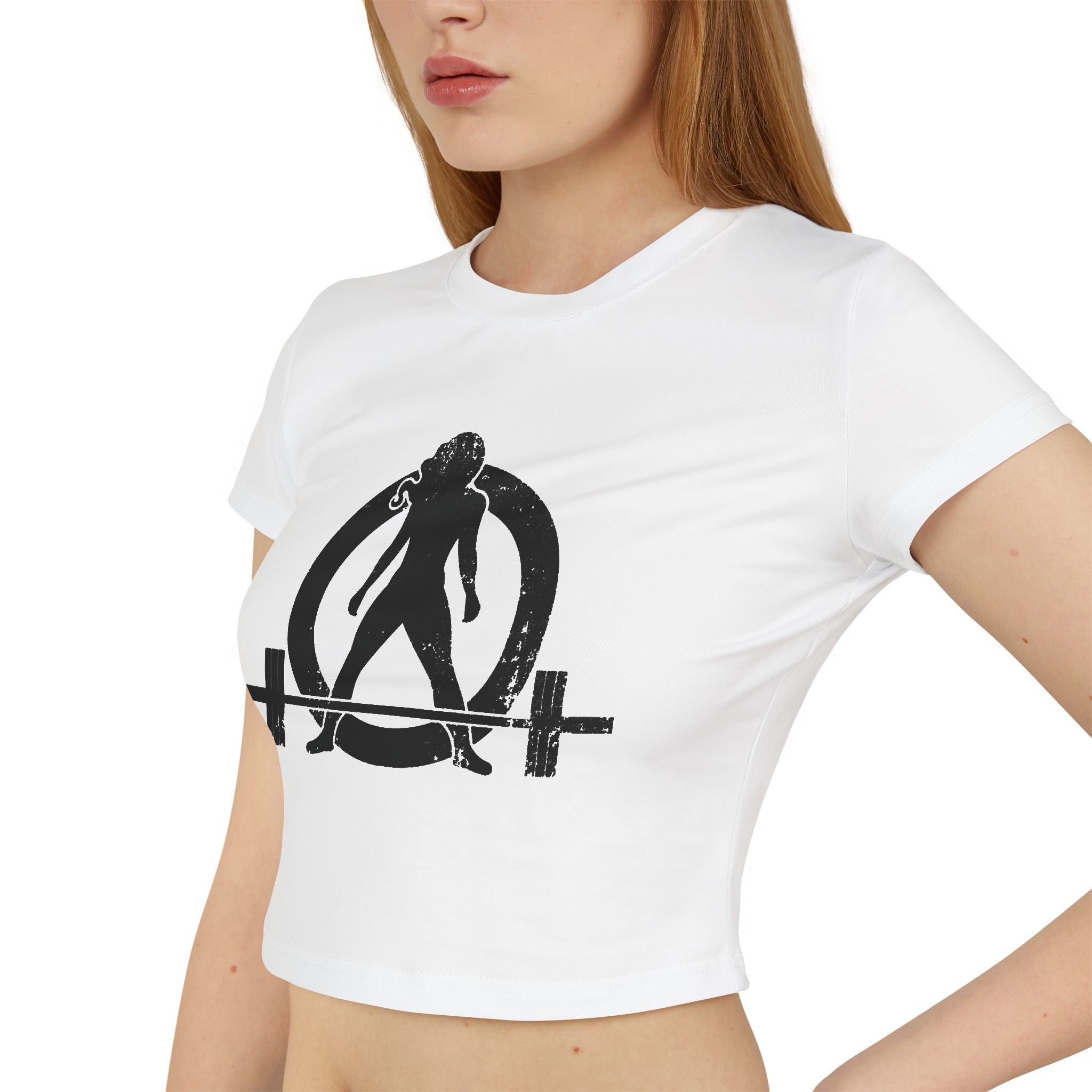 Women's Baby Tee - Black Distressed Logo