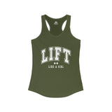 Lift Like A Girl - Women's Ideal Racerback Tank - White Logo Plain Back