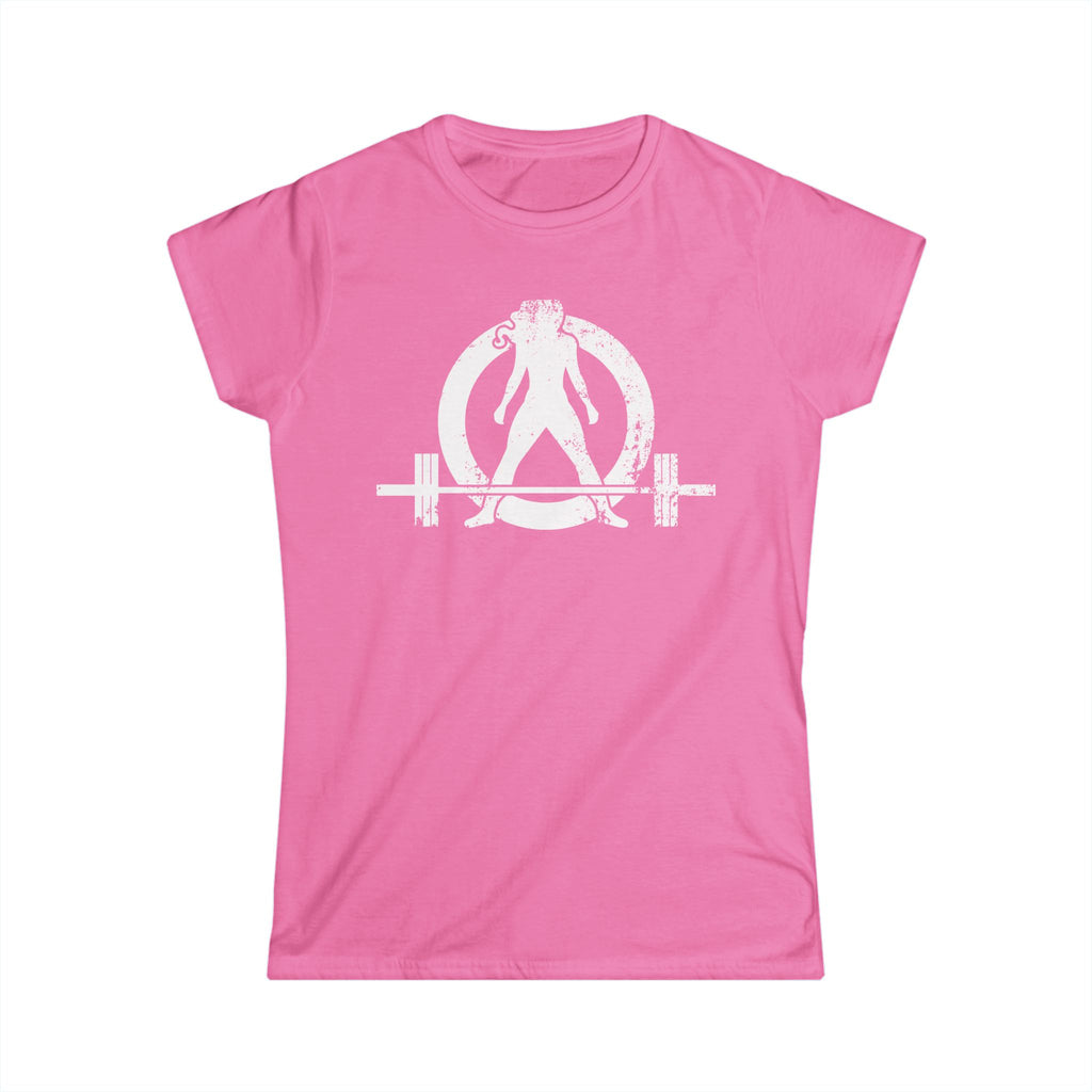 ALL I NEED IS Coffee & A Barbell - Women's Softstyle Tee - Front & Back White Logo