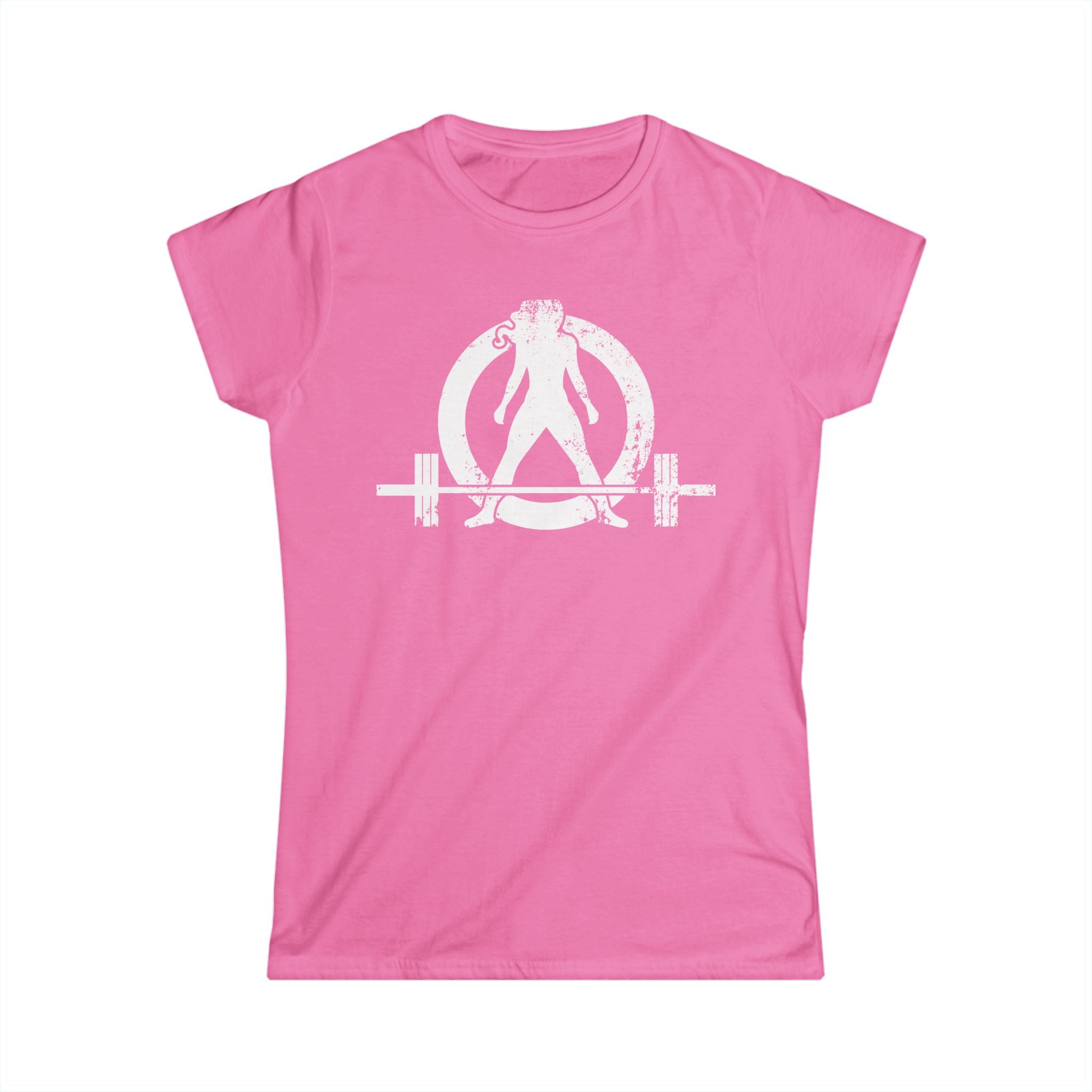 ALL I NEED IS Coffee & A Barbell - Women's Softstyle Tee - Front & Back White Logo