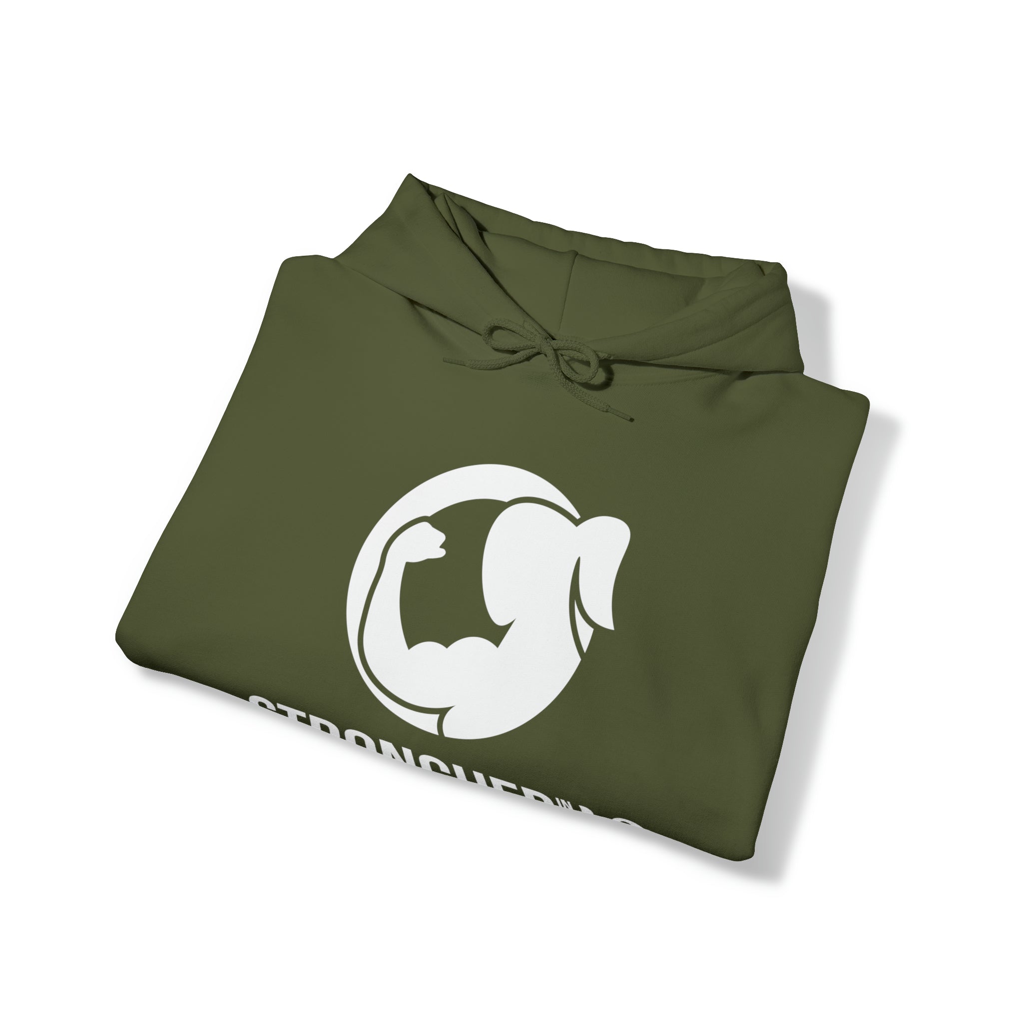 Strong Her in 42 - Classic Logo White - Unisex Heavy Blend Hooded Sweatshirt