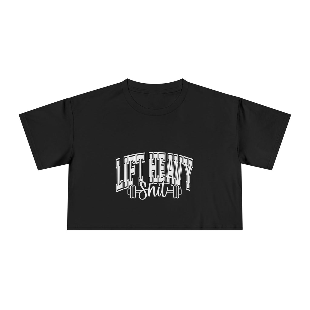 Lift Heavy Shit - Women's Crop Tee - White Front Logo