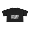 Lift Heavy Shit - Women's Crop Tee - White Front Logo