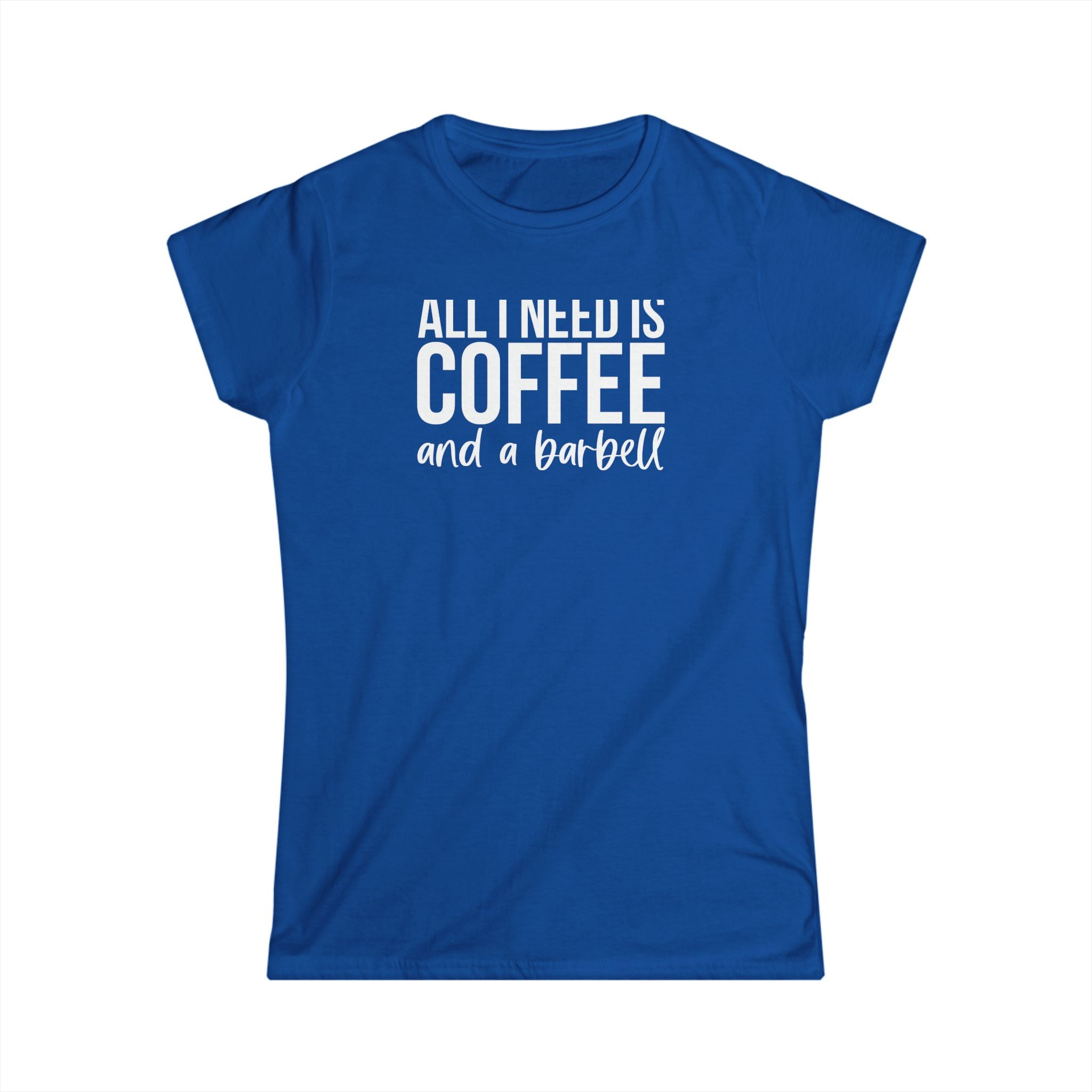 Coffee & A Barbell - Women's Softstyle Tee - Front Logo & Color Back