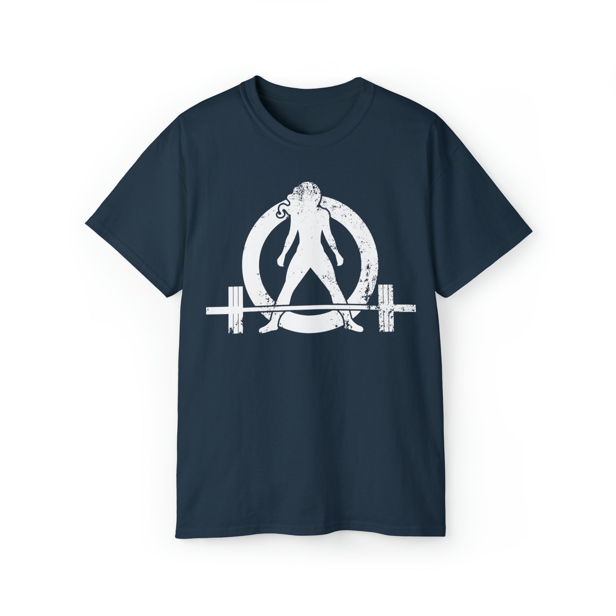 Unisex Ultra Cotton Tee - Distressed White Logo - Plain Back