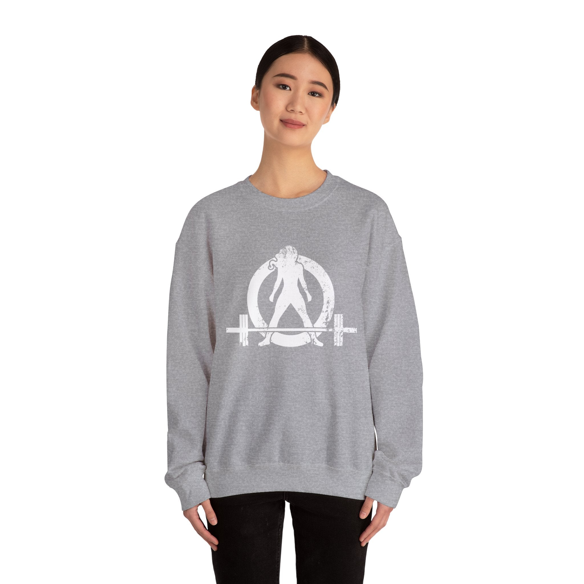 Distressed Logo - Unisex Heavy Blend™ Crewneck Sweatshirt - White Logo