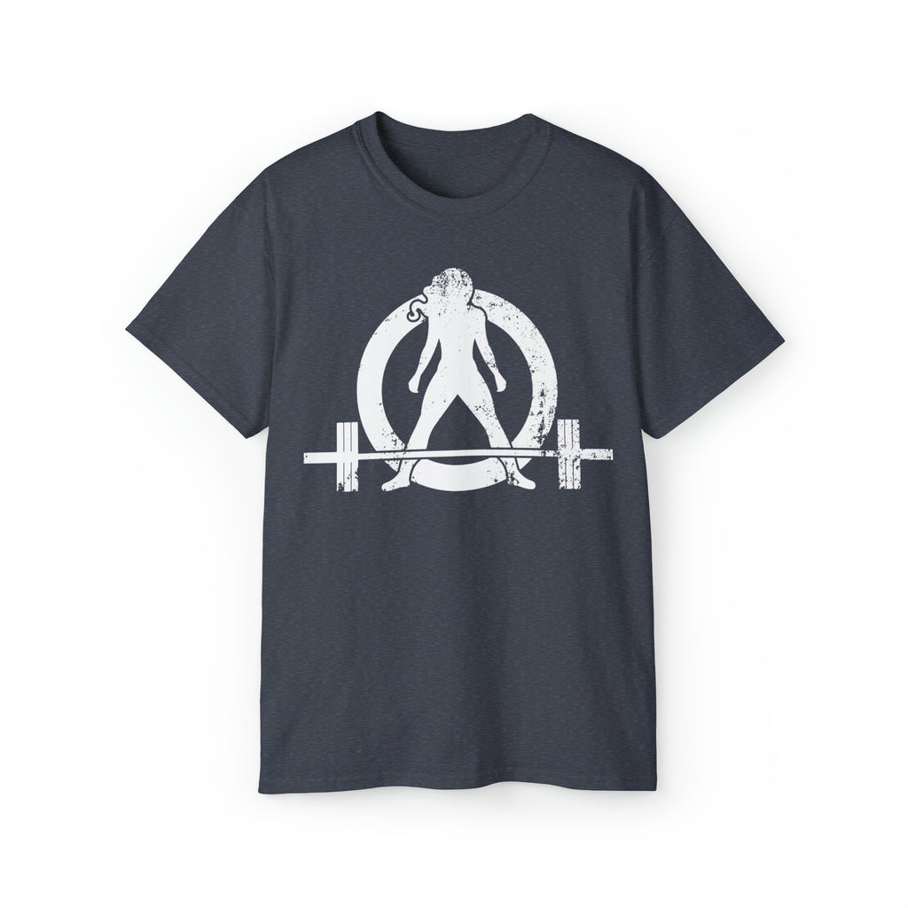 Unisex Ultra Cotton Tee - Distressed White Logo - Plain Back