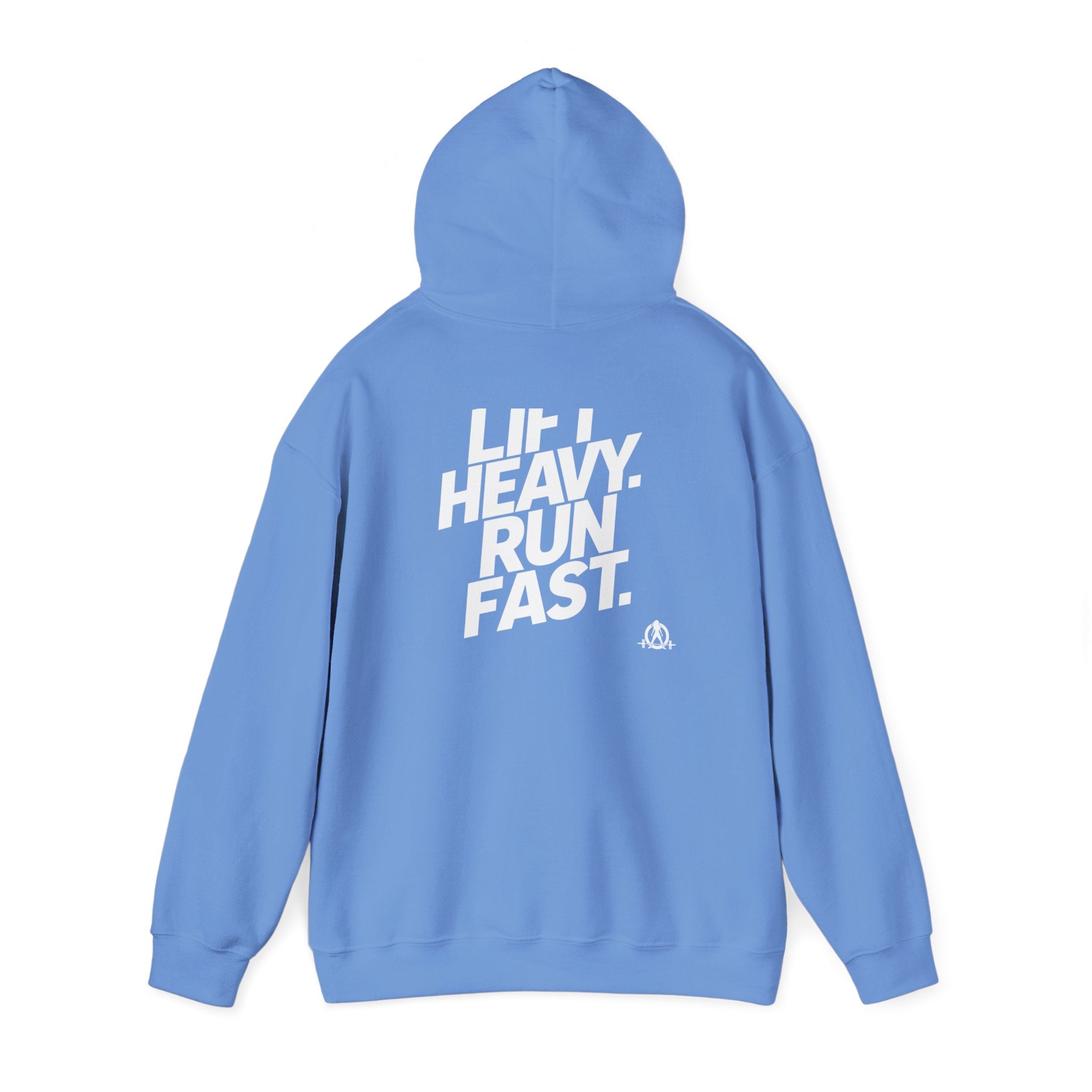 Lift Heavy Run Fast - Unisex Heavy Blend Hooded Sweatshirt - Front White & Back Logo