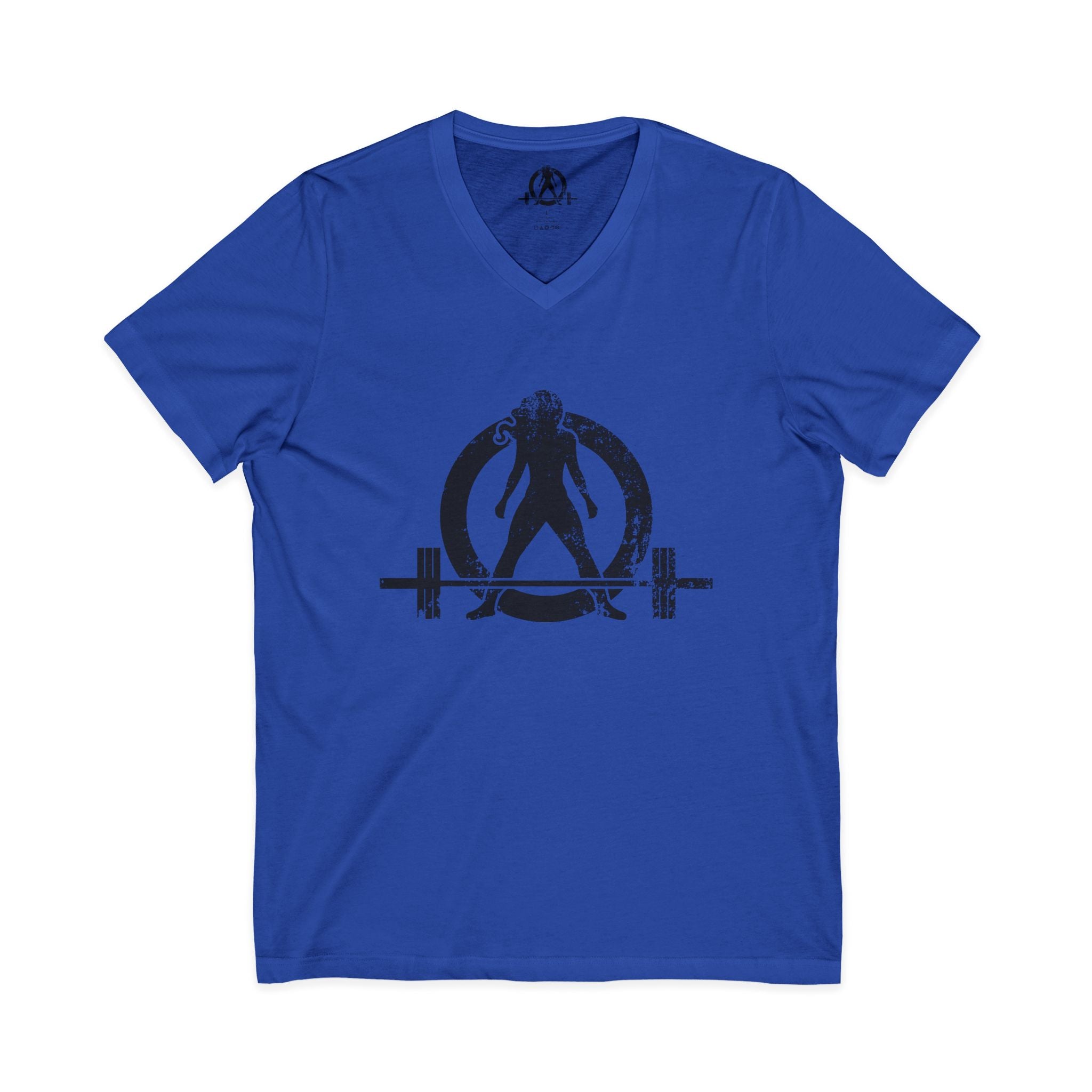 Strong Is Beautiful - Distressed Black Logo - Unisex Jersey Short Sleeve V-Neck Tee