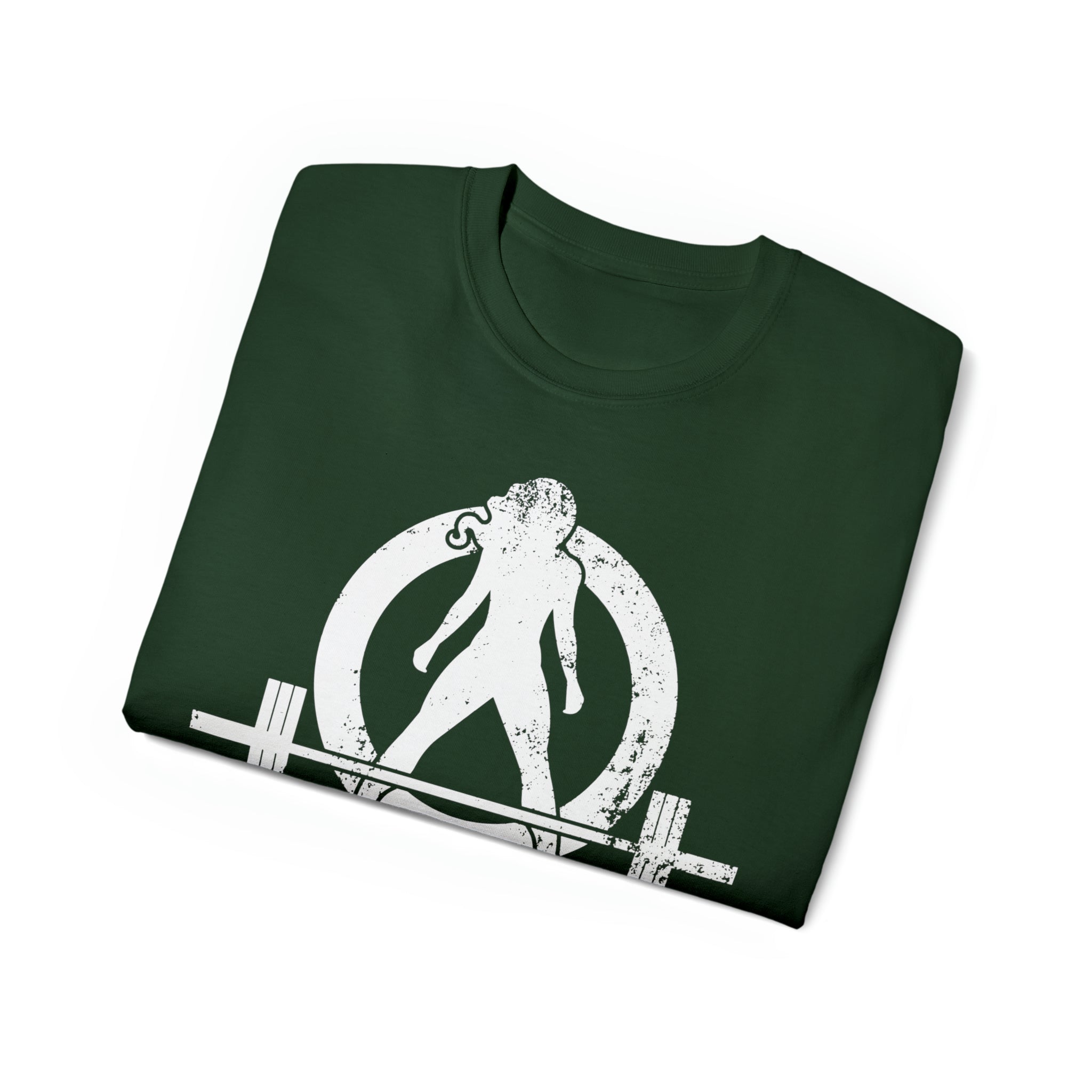 Unisex Ultra Cotton Tee - Distressed White Logo - Plain Back
