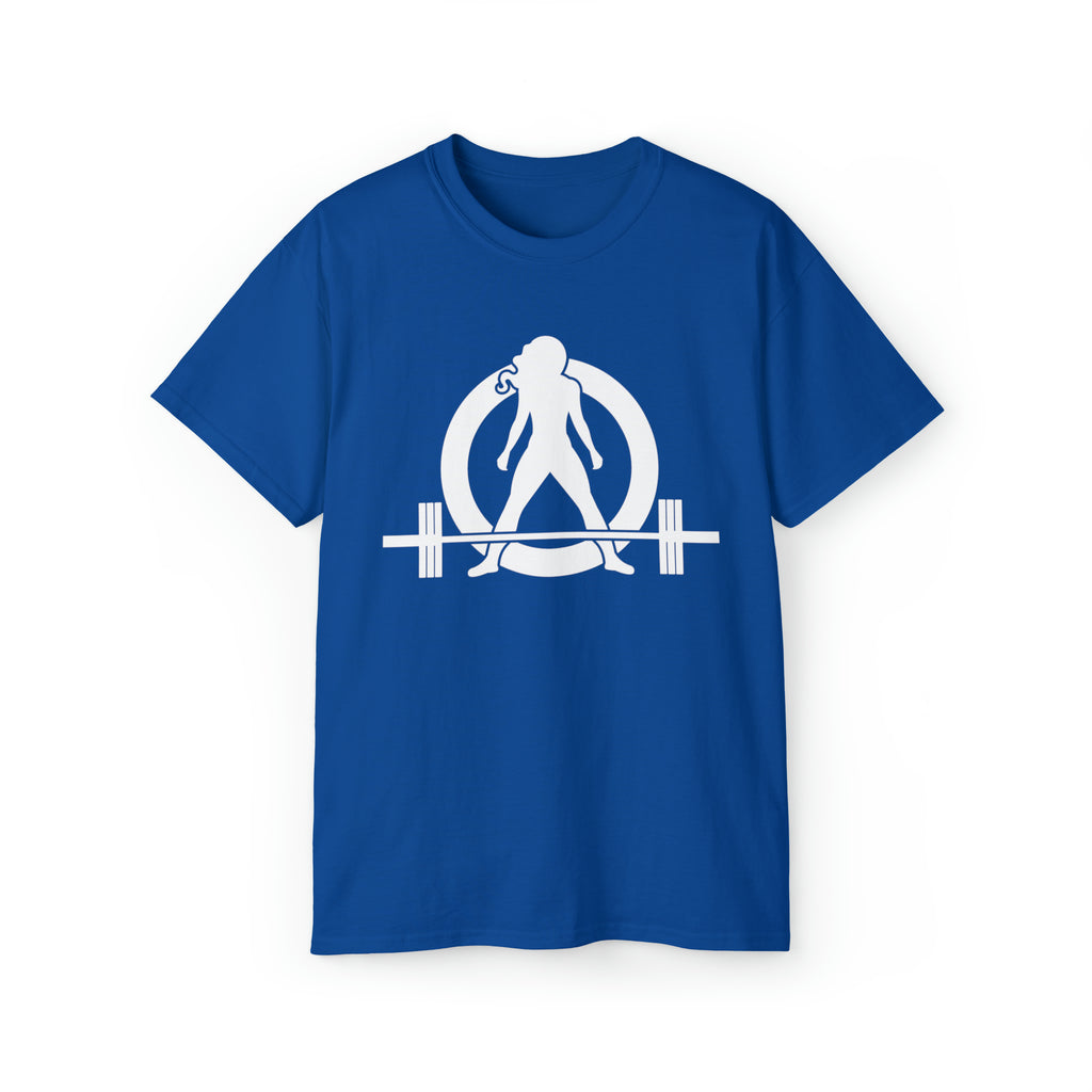 Unisex Ultra Cotton Tee - Classic White Logo - Plain Back