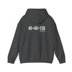 45 + 45 = 135  - Unisex Heavy Blend Hooded Sweatshirt  - White Logo Front & Back