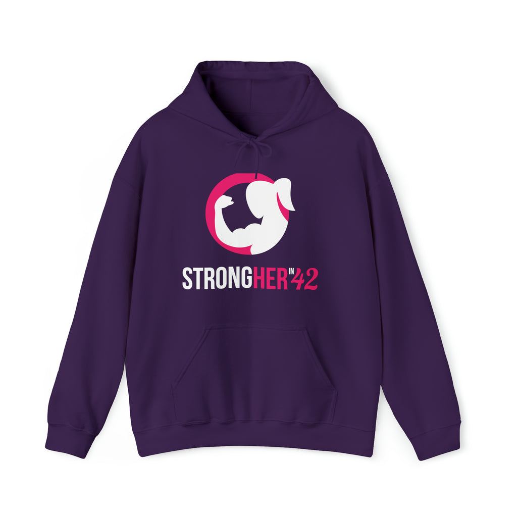 Strong Her in 42 - Classic Color Logo - Unisex Heavy Blend Hooded Sweatshirt