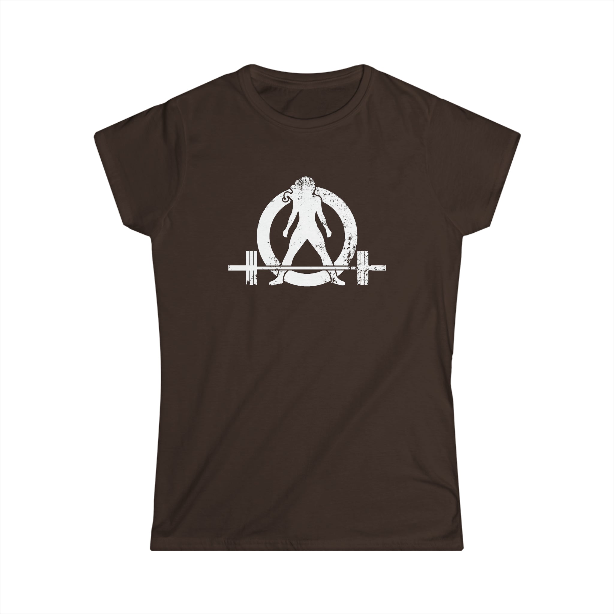 Lift Heavy Shit - Women's Softstyle Tee - White Distressed Logo + Print On Back