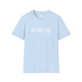 45 + 45 = 135  - Unisex Softstyle T-Shirt - Print on Front Plain Back
