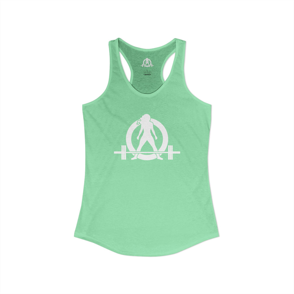 Goal Weight Strong AF - Simple - Women's Ideal Racerback Tank - White Print Front & Back