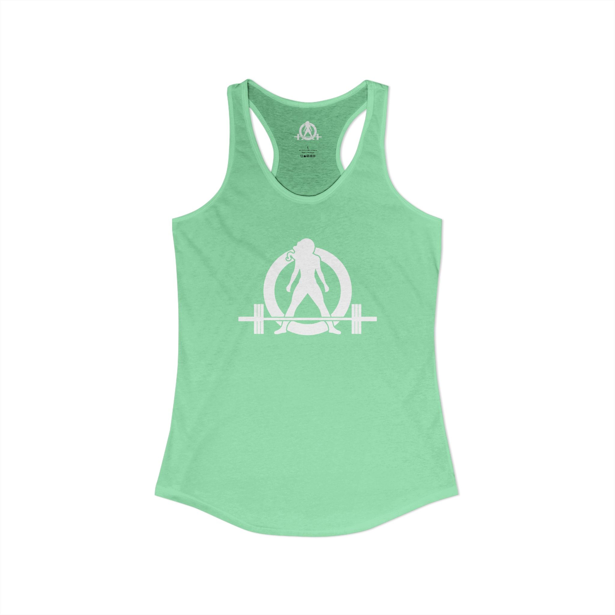 Goal Weight Strong AF - Simple - Women's Ideal Racerback Tank - White Print Front & Back