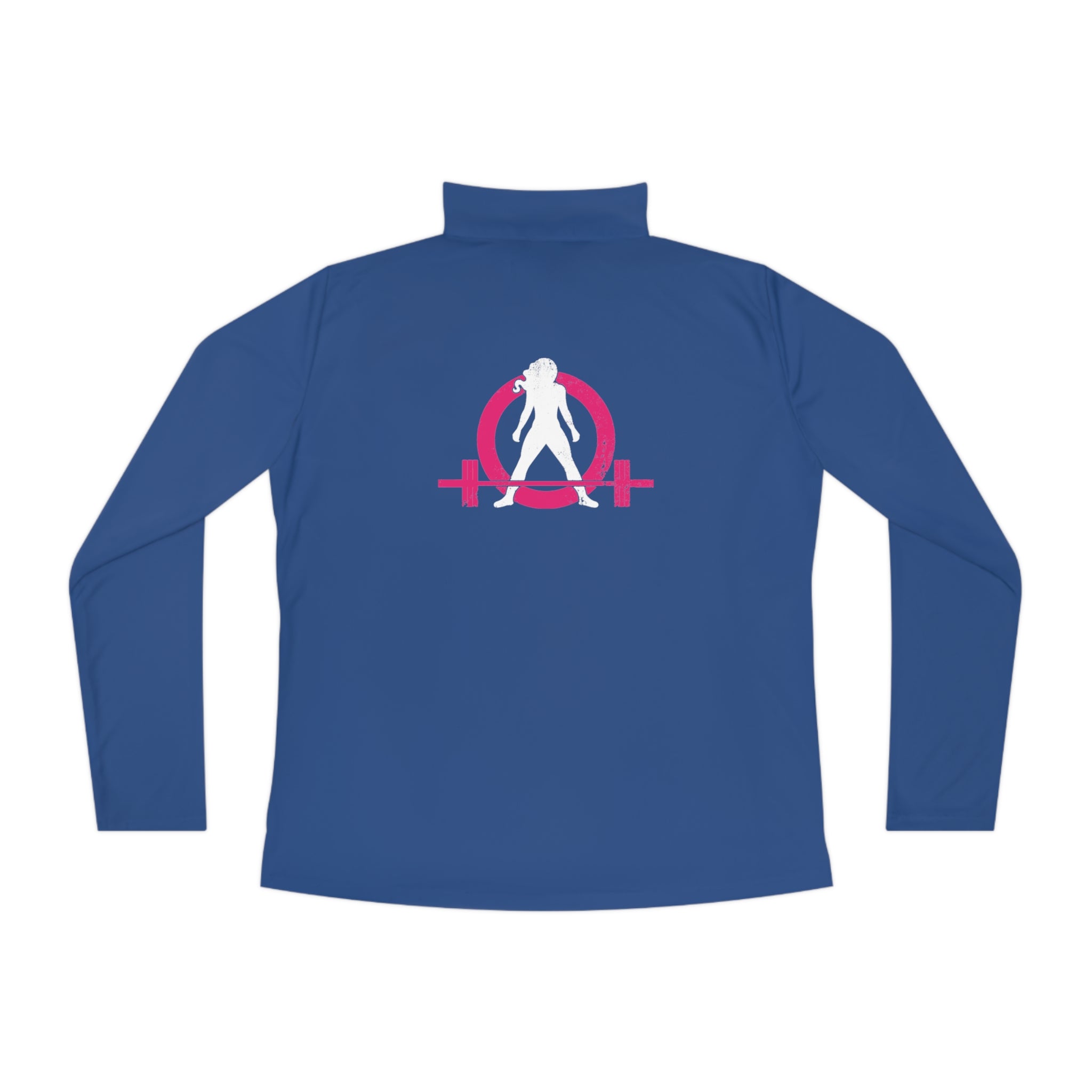 Ladies Quarter-Zip Pullover - Black Distressed Logo