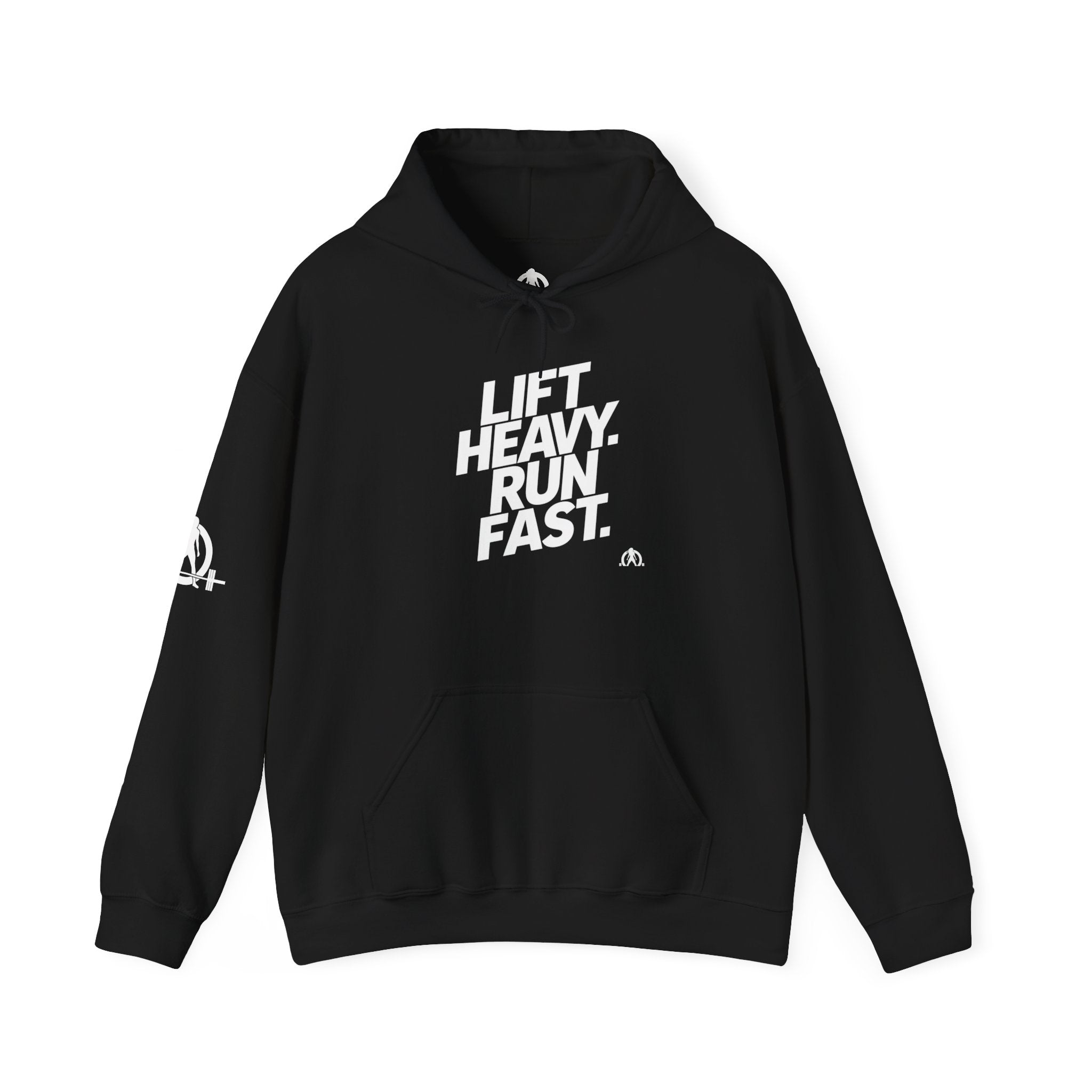 Lift Heavy Run Fast - Unisex Heavy Blend Hooded Sweatshirt - Front White Logo