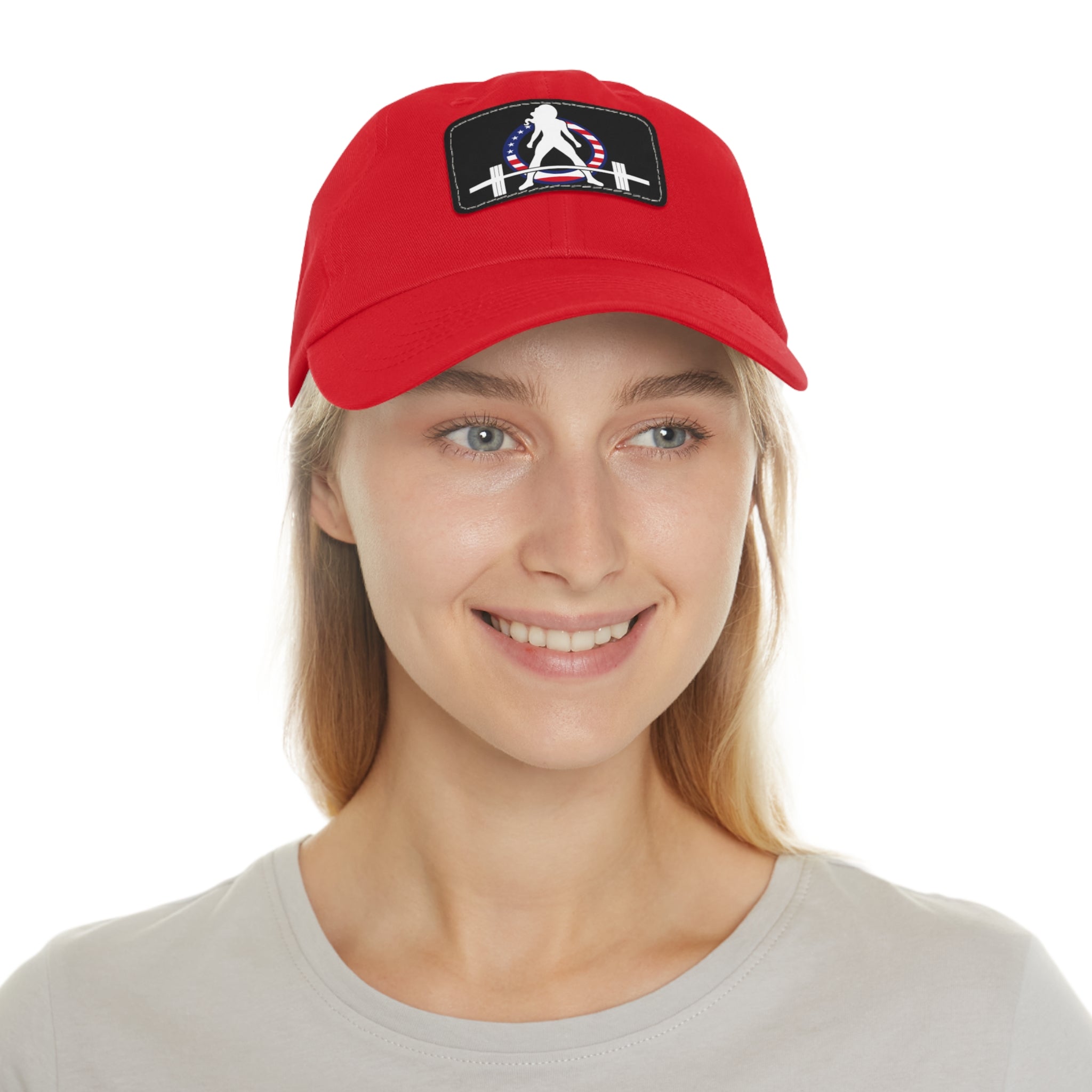 Dad Hat with Leather Patch (Rectangle) - USA Dark Logo