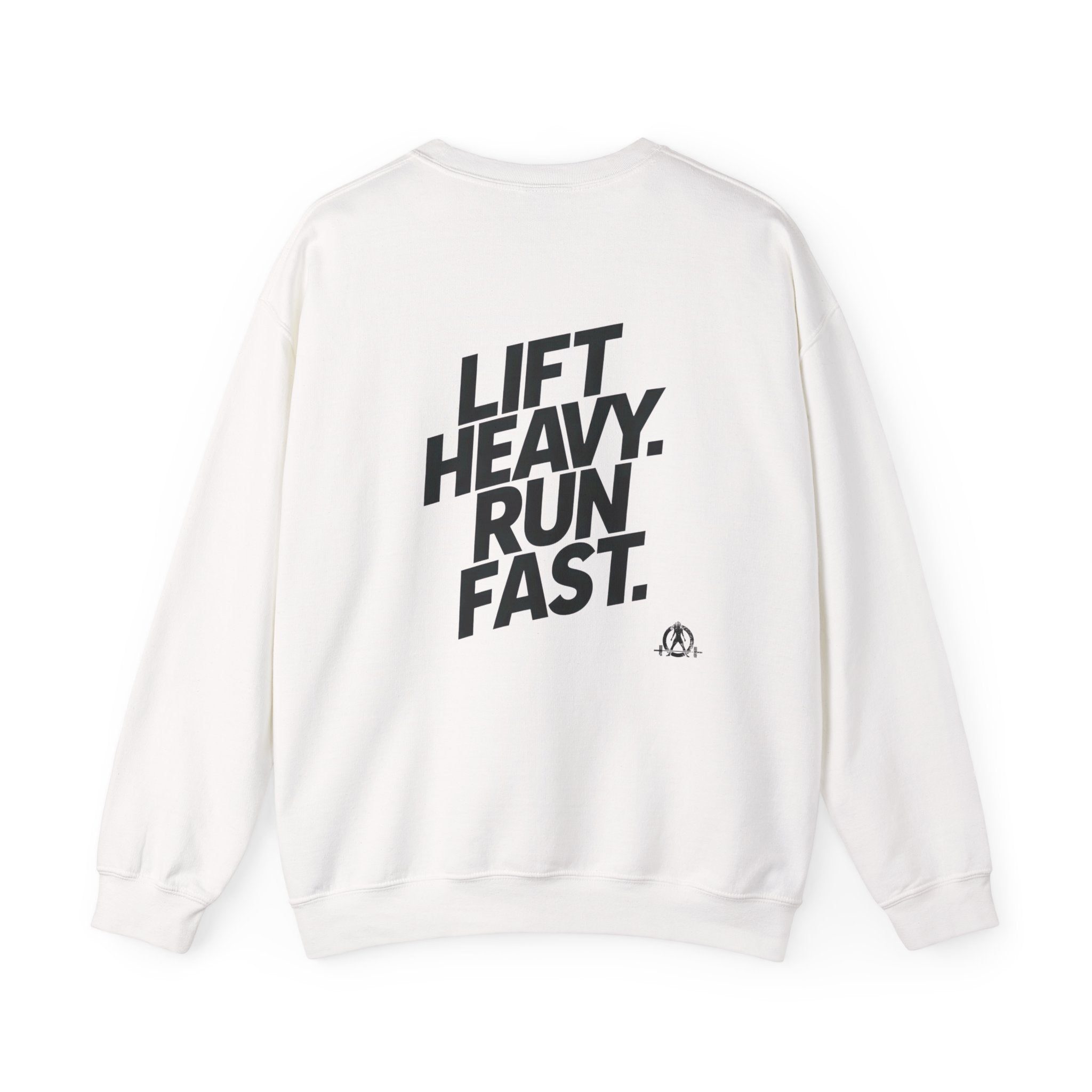 Lift Heavy Run Fast - Unisex Heavy Blend™ Crewneck Sweatshirt - Black Logo Front & Back