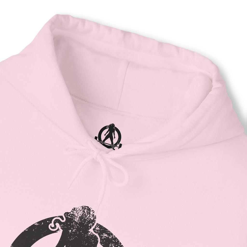 Squat Bench Deadlift Repeat - Unisex Heavy Blend Hooded Sweatshirt - Dark Black Logo - Pink - SBDR on BACK