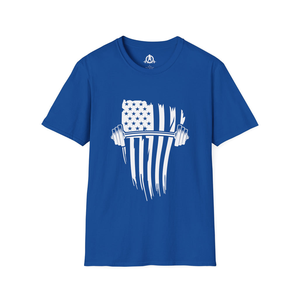 USA Barbell  - Unisex Softstyle T-Shirt - White Logo - Plain Back