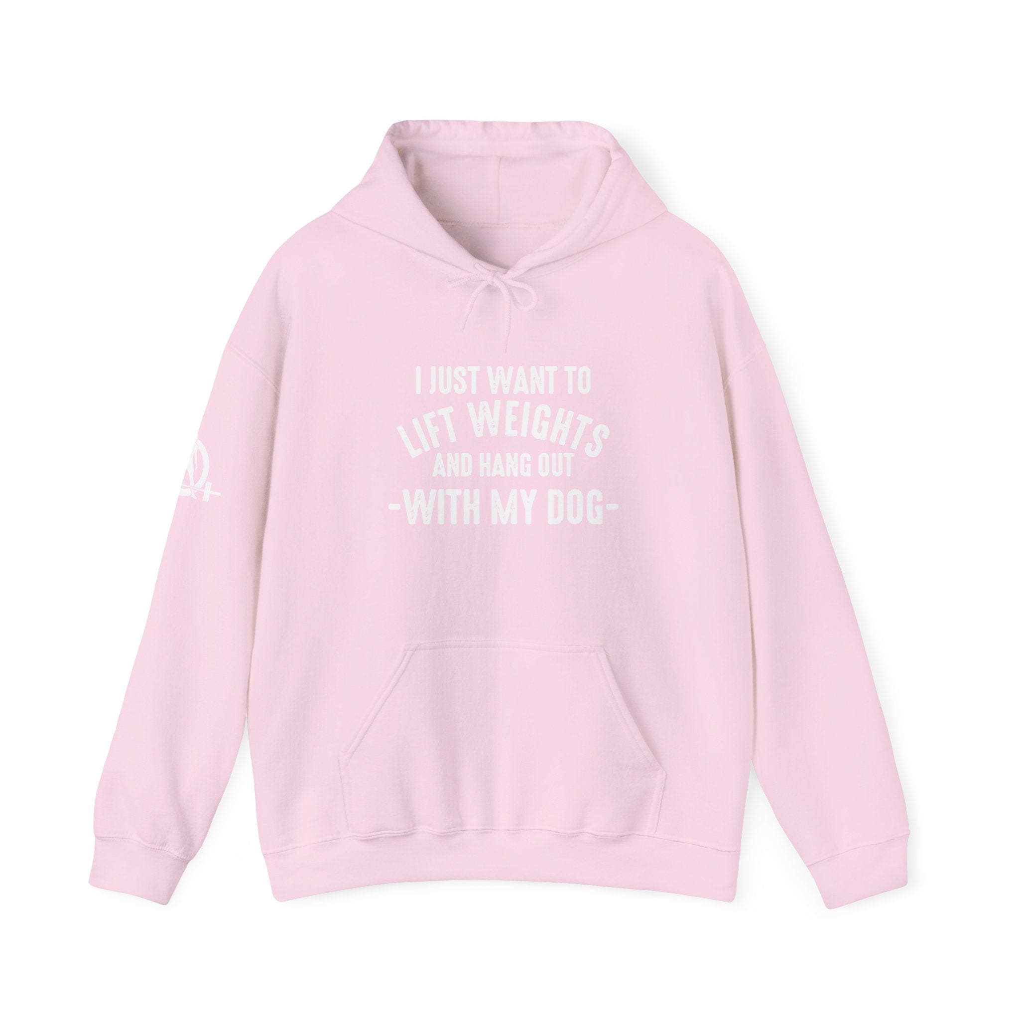 Lift Weights & Hang Out With My Dog  - White Logo  - Unisex Heavy Blend Hooded Sweatshirt