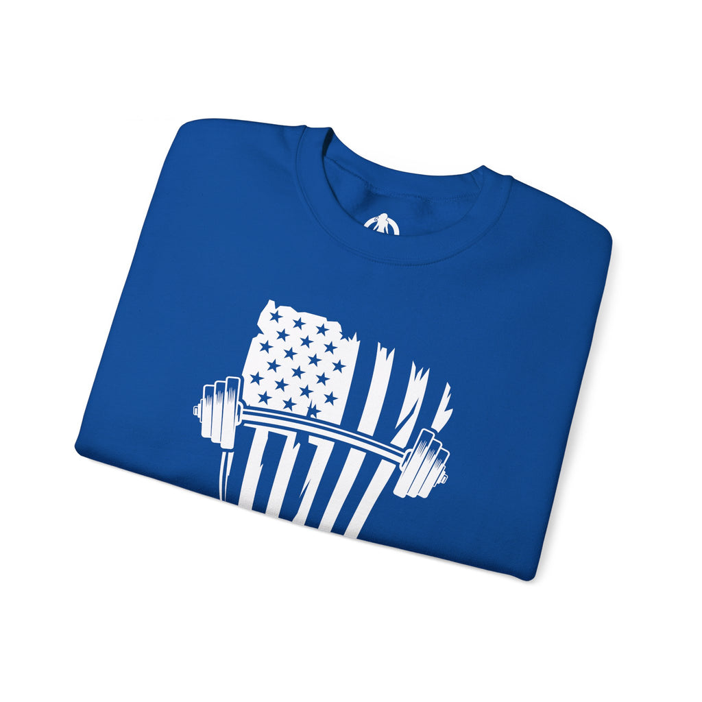 USA Barbell - Unisex Heavy Blend™ Crewneck Sweatshirt - White Logo