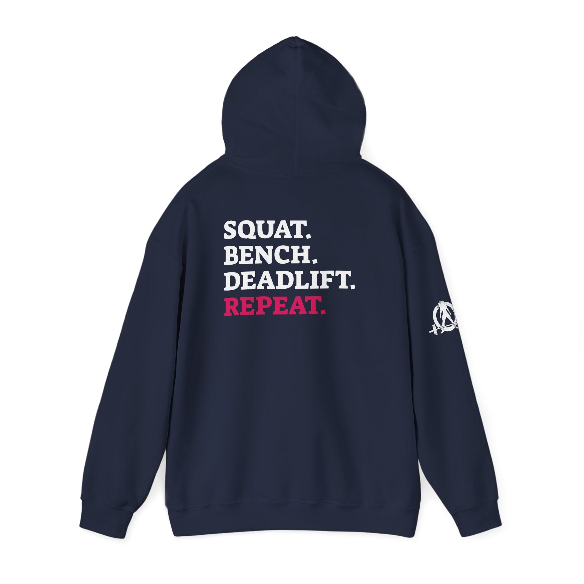 WWLW “Squat • Bench • Deadlift • Repeat” Hoodie - White Logo on Back
