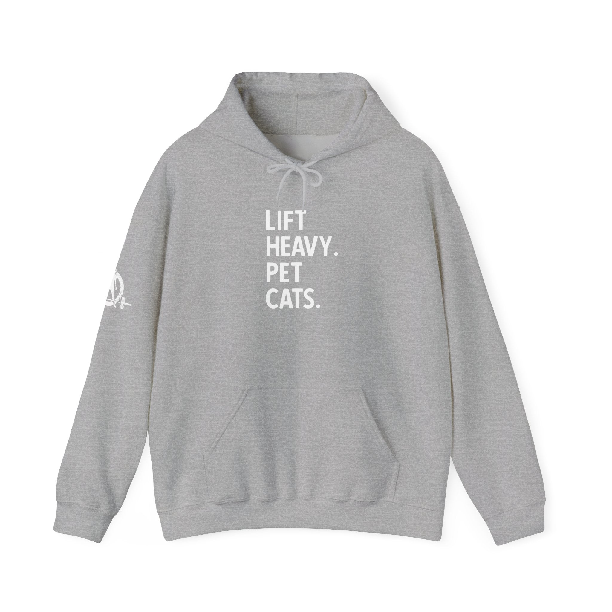 Lift Heavy Pet Cats - Unisex Heavy Blend Hooded Sweatshirt - White Logo