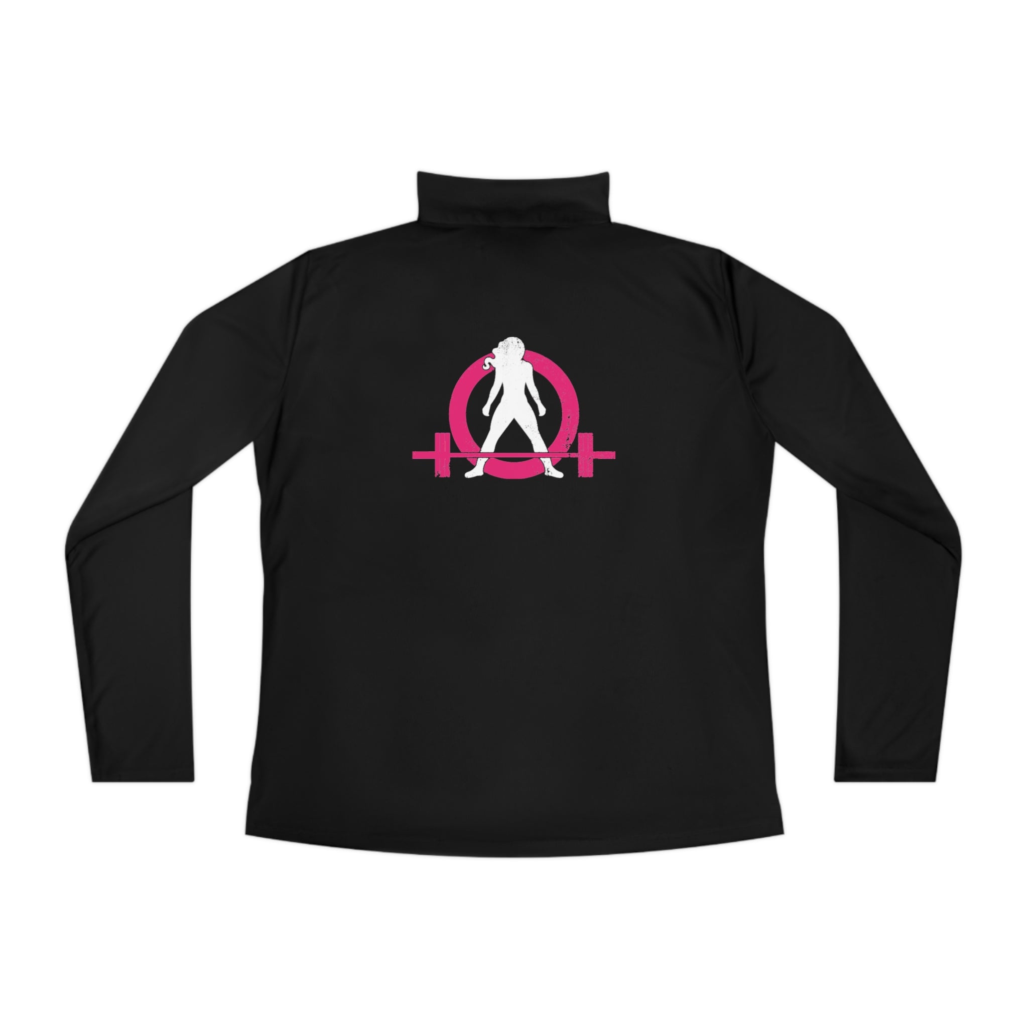 Ladies Quarter-Zip Pullover - Black Distressed Logo