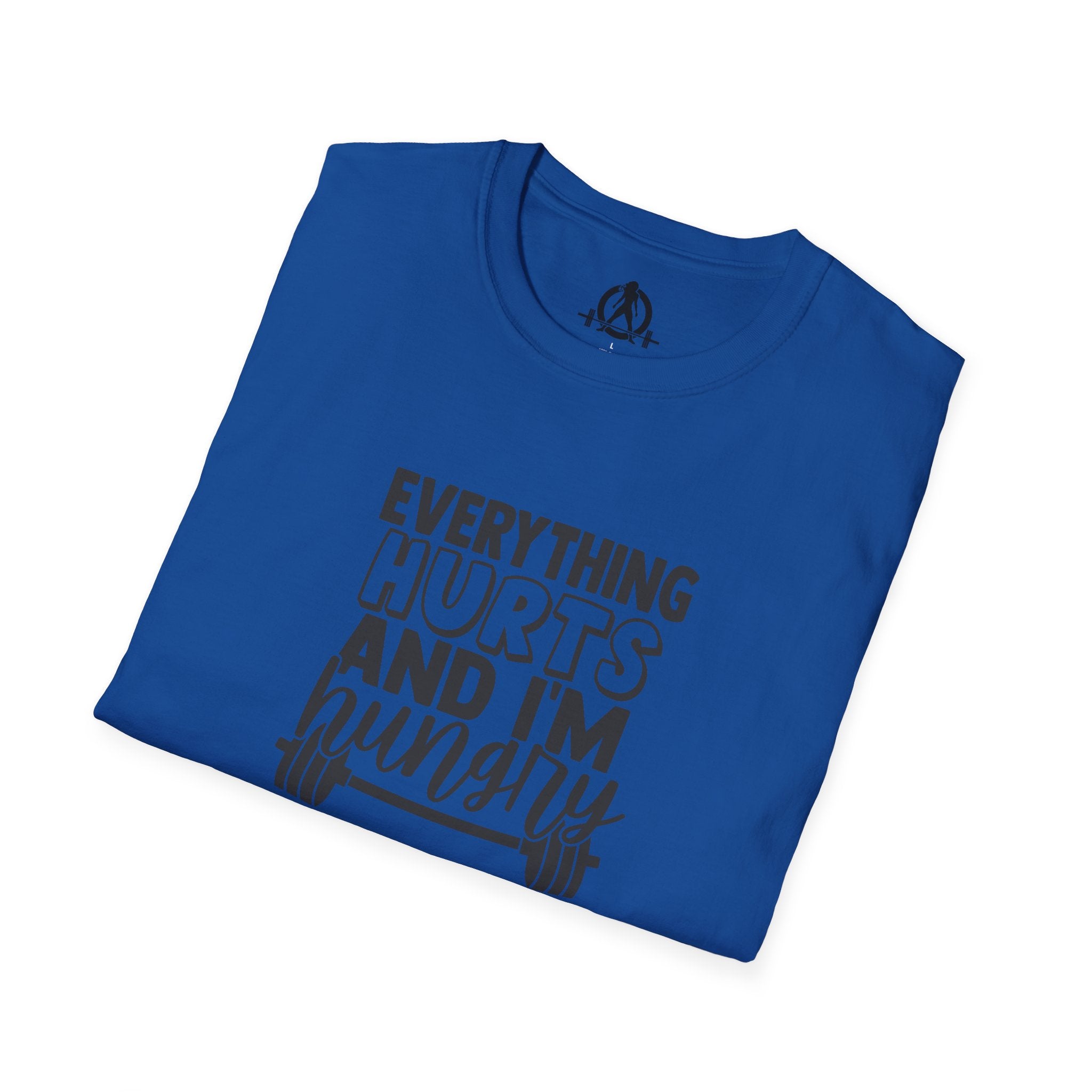 Everything Hurts & I'm Hungry - Unisex Softstyle T-Shirt - Black Print on Front Plain Back