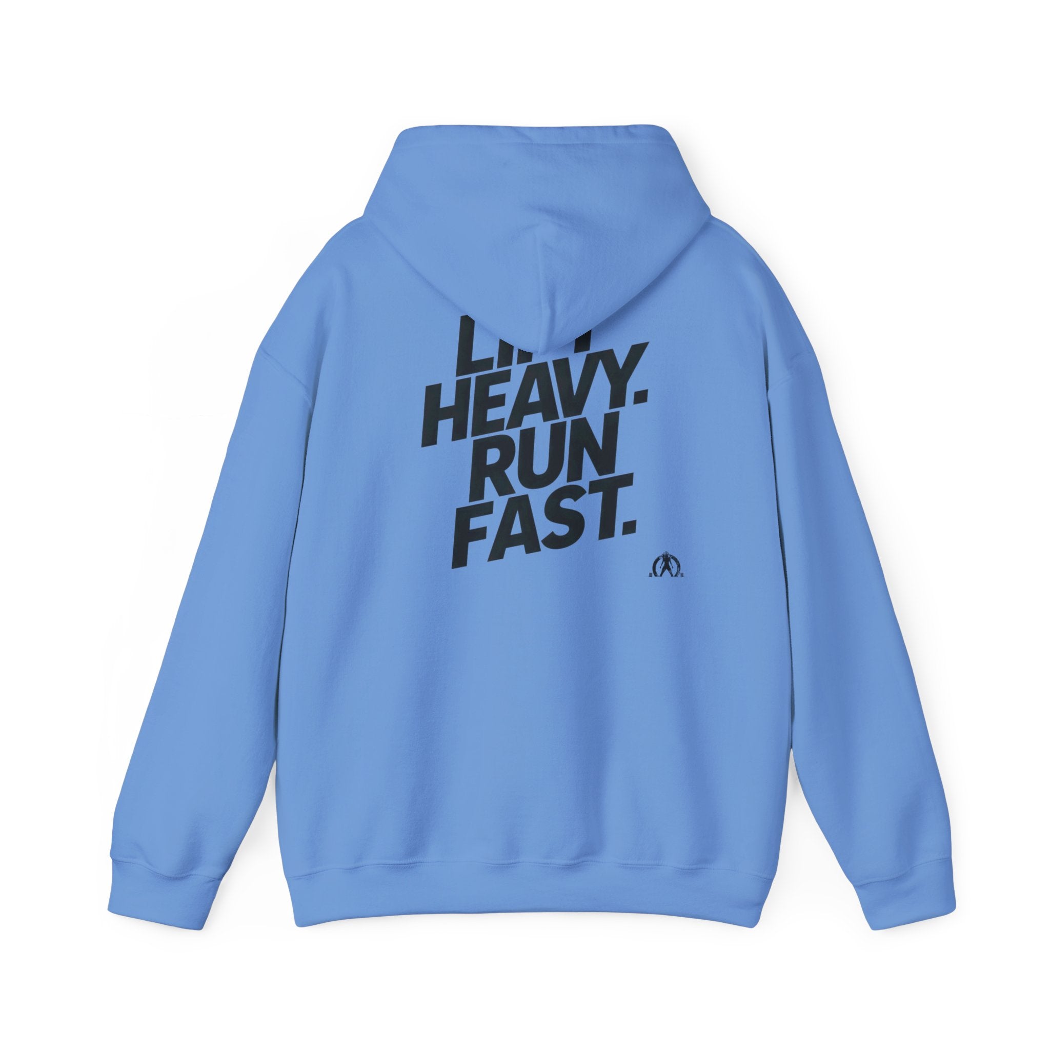 Lift Heavy Run Fast - Unisex Heavy Blend Hooded Sweatshirt  - Front & Back Black Logo