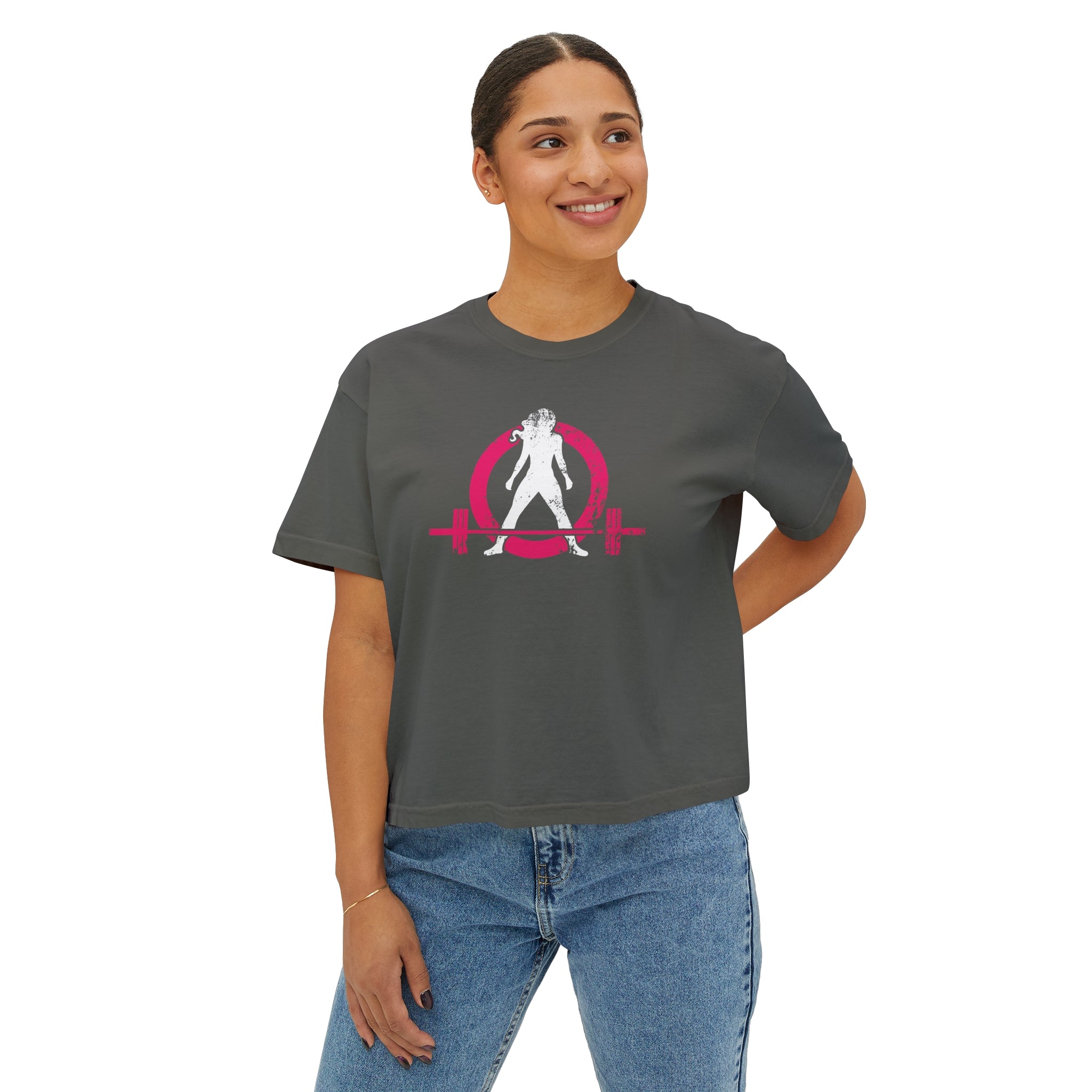 Women's Boxy Tee - Color Distressed Inverted Logo Front