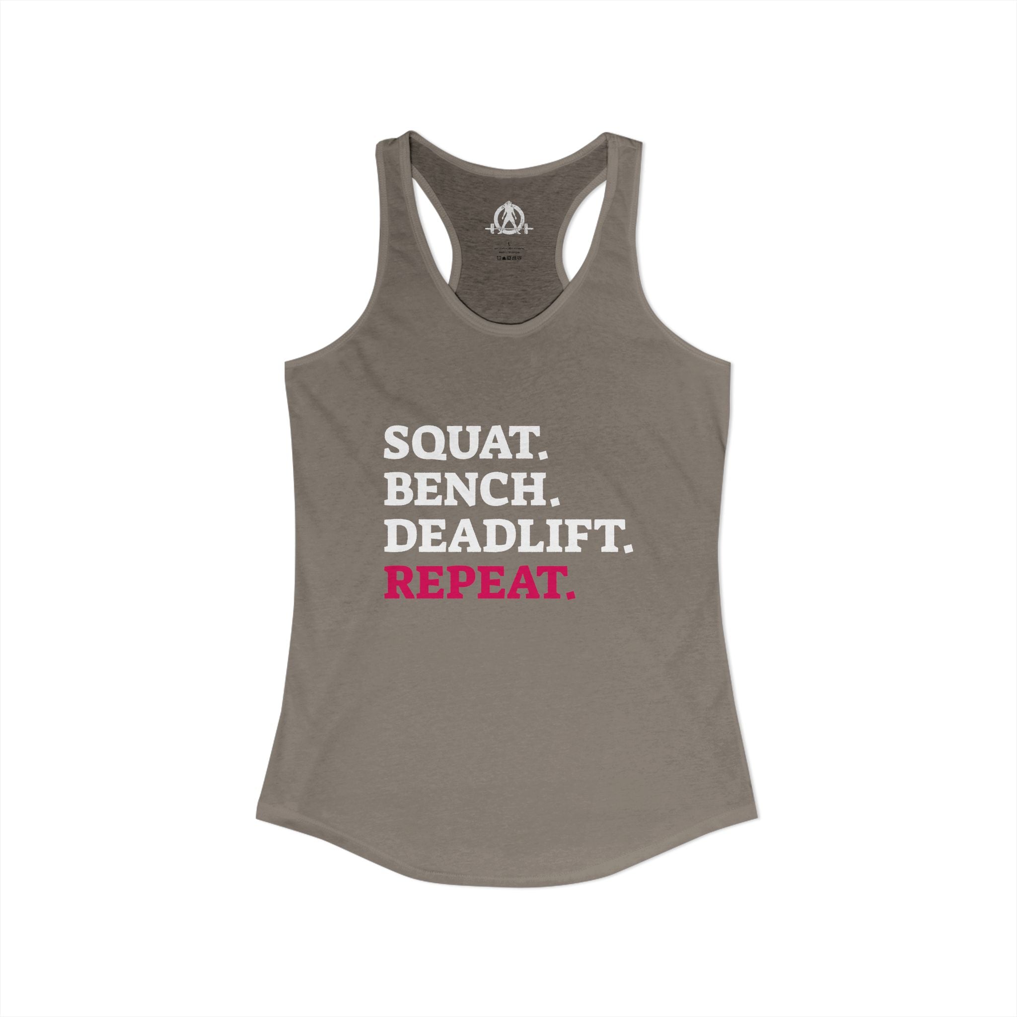 Squat Bench Deadlift Repeat - Women's Ideal Racerback Tank - Logo Front & Back