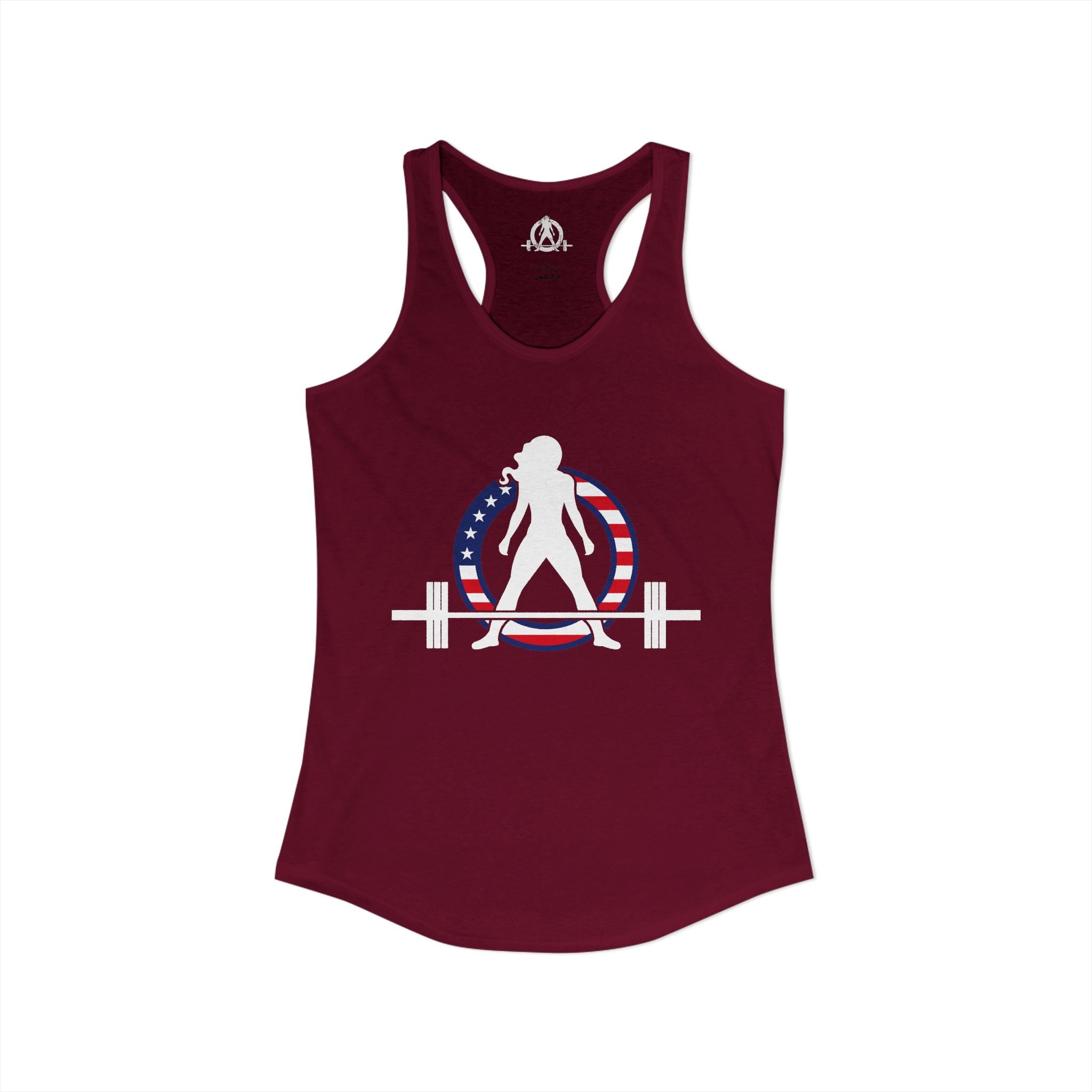 WWLW USA Logo - Women's Ideal Racerback Tank - USA Dark Light - Plain Back