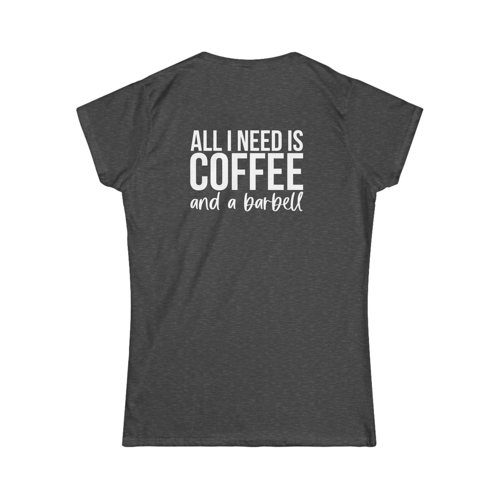 Coffee & A Barbell - Women's Softstyle Tee - Distressed Color Logo