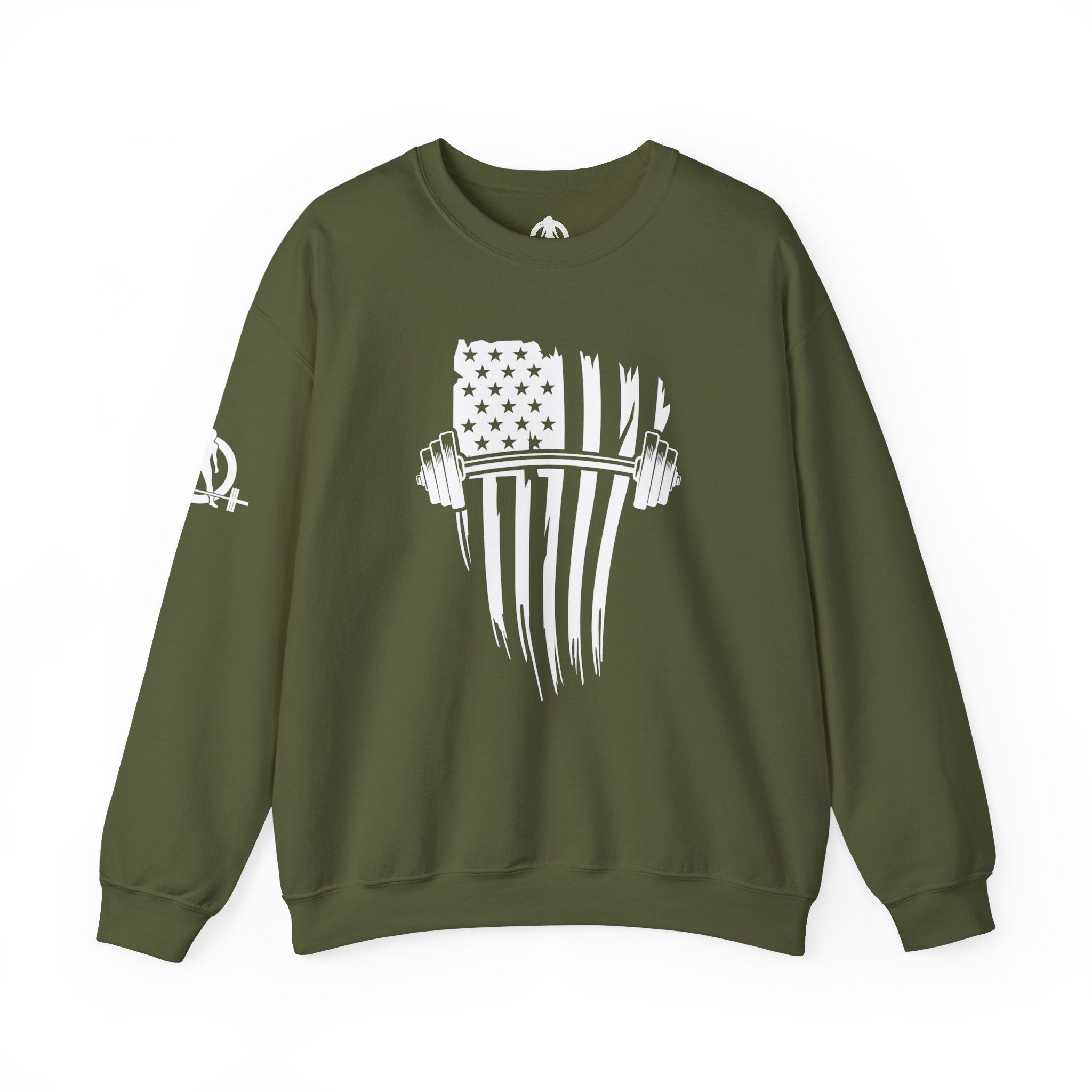 USA Barbell - Unisex Heavy Blend™ Crewneck Sweatshirt - White Logo