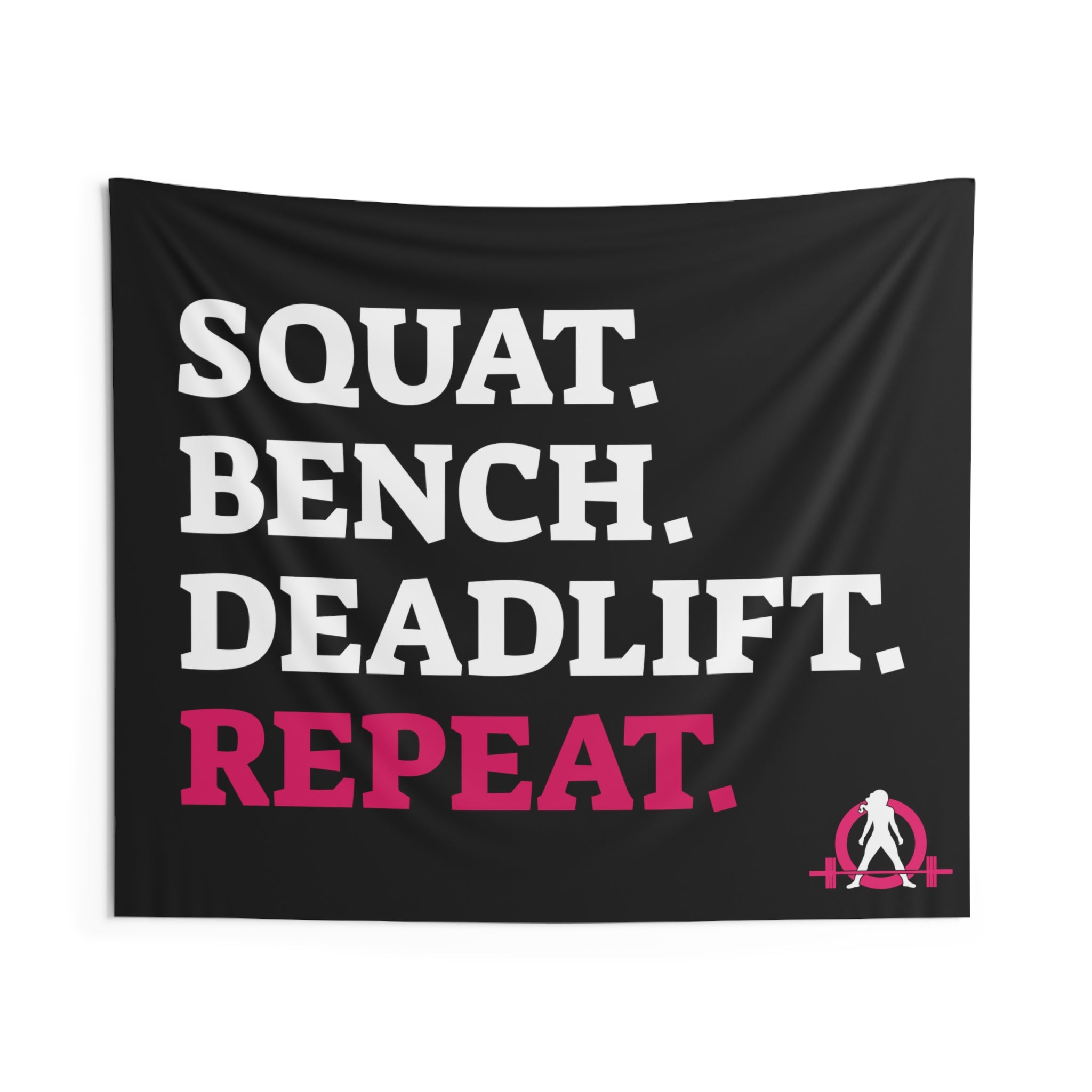 Squat Bench Deadlift Repeat - Indoor Wall Tapestries - Black