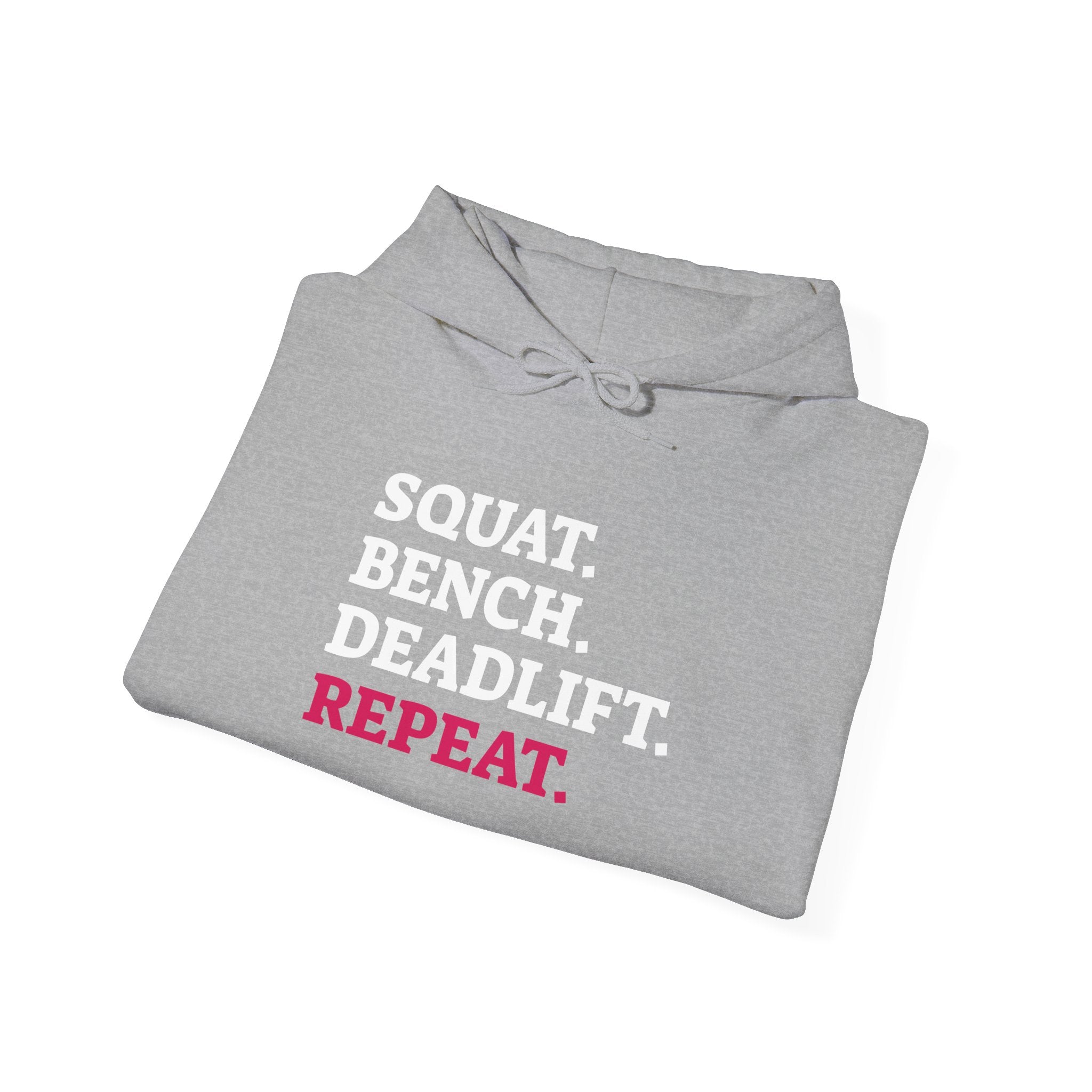 WWLW “Squat • Bench • Deadlift • Repeat” Hoodie - Front Logo & Side Arm