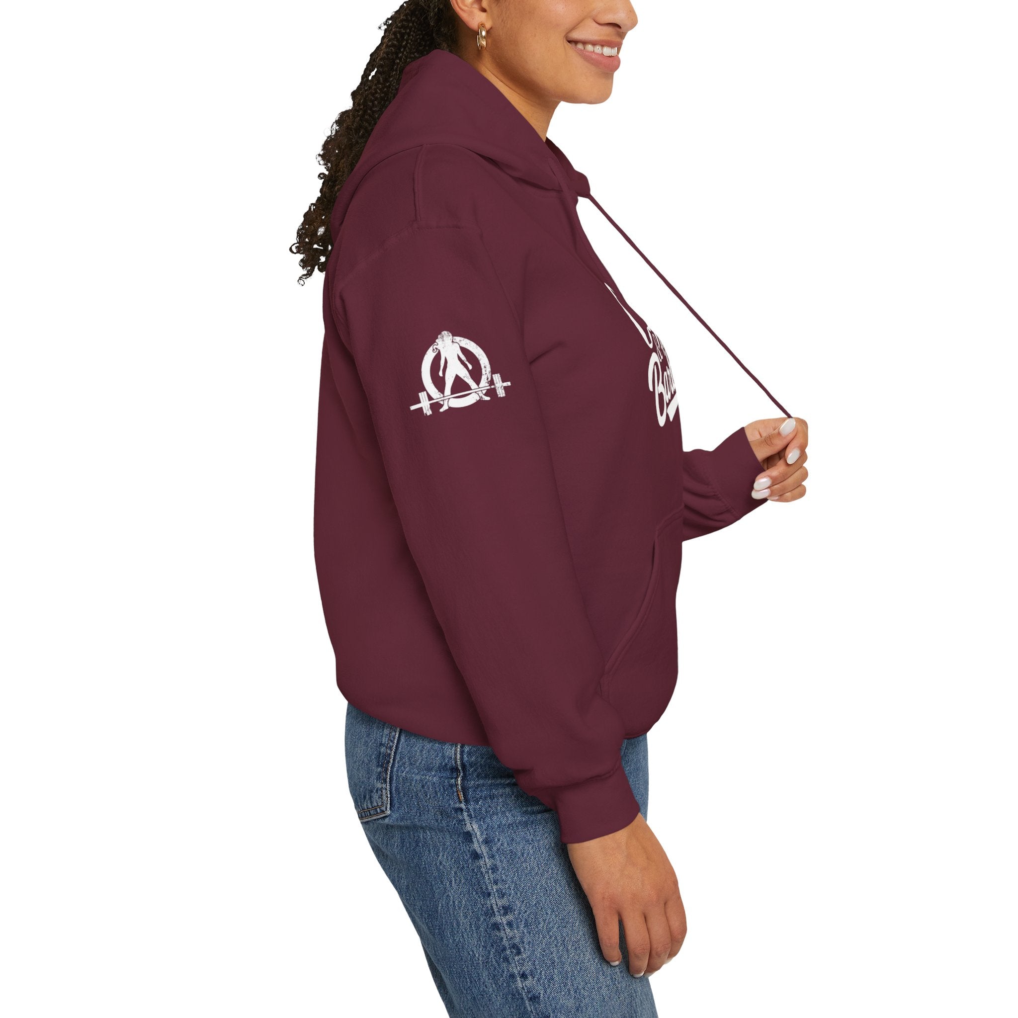Coffee & Barbells - Unisex Heavy Blend Hooded Sweatshirt - White Logo on Front & Right Sleeve