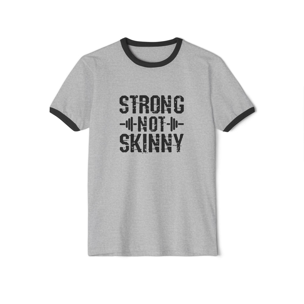 Strong Not Skinny - Unisex Cotton Ringer T-Shirt - Black Logo Front & Back