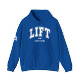 Lift Like.A Girl - Unisex Heavy Blend Hooded Sweatshirt - White Logo on Front & Right Sleeve
